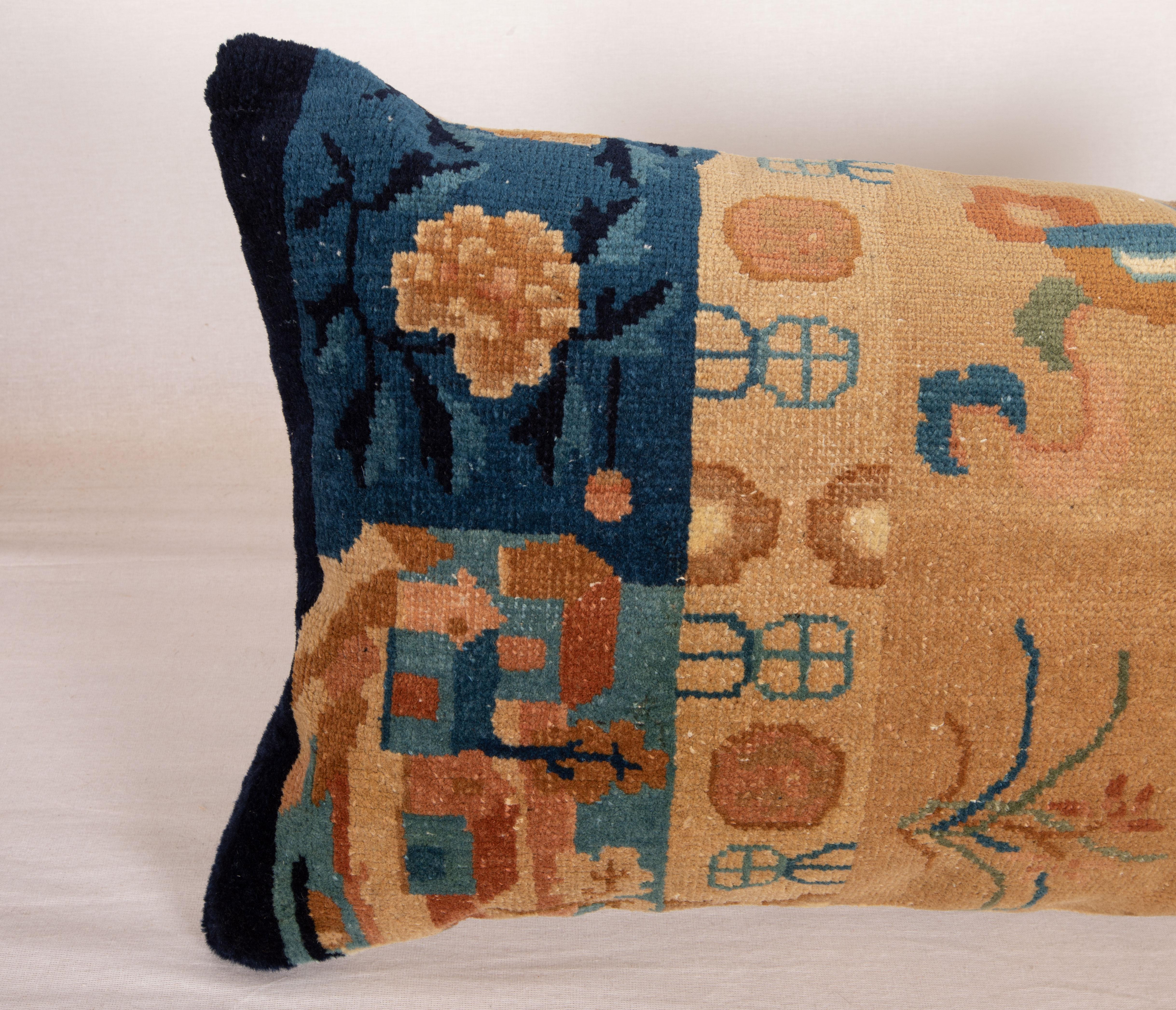 Hand-Woven Mid 20th C. Chinese Art Deco Rug Pillow Cover