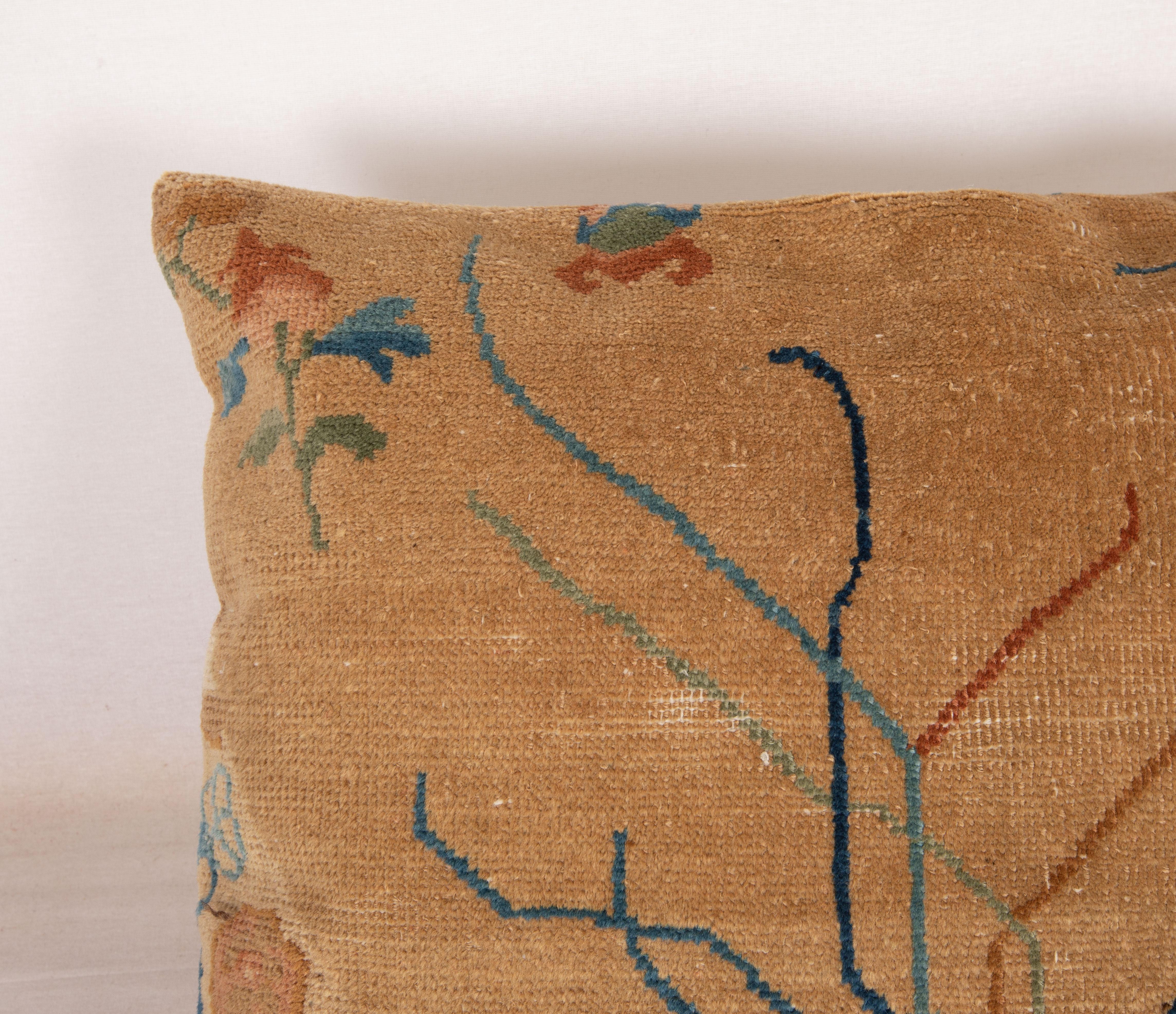 Hand-Woven Mid 20th C. Chinese Art Deco Rug Pillow Cover For Sale