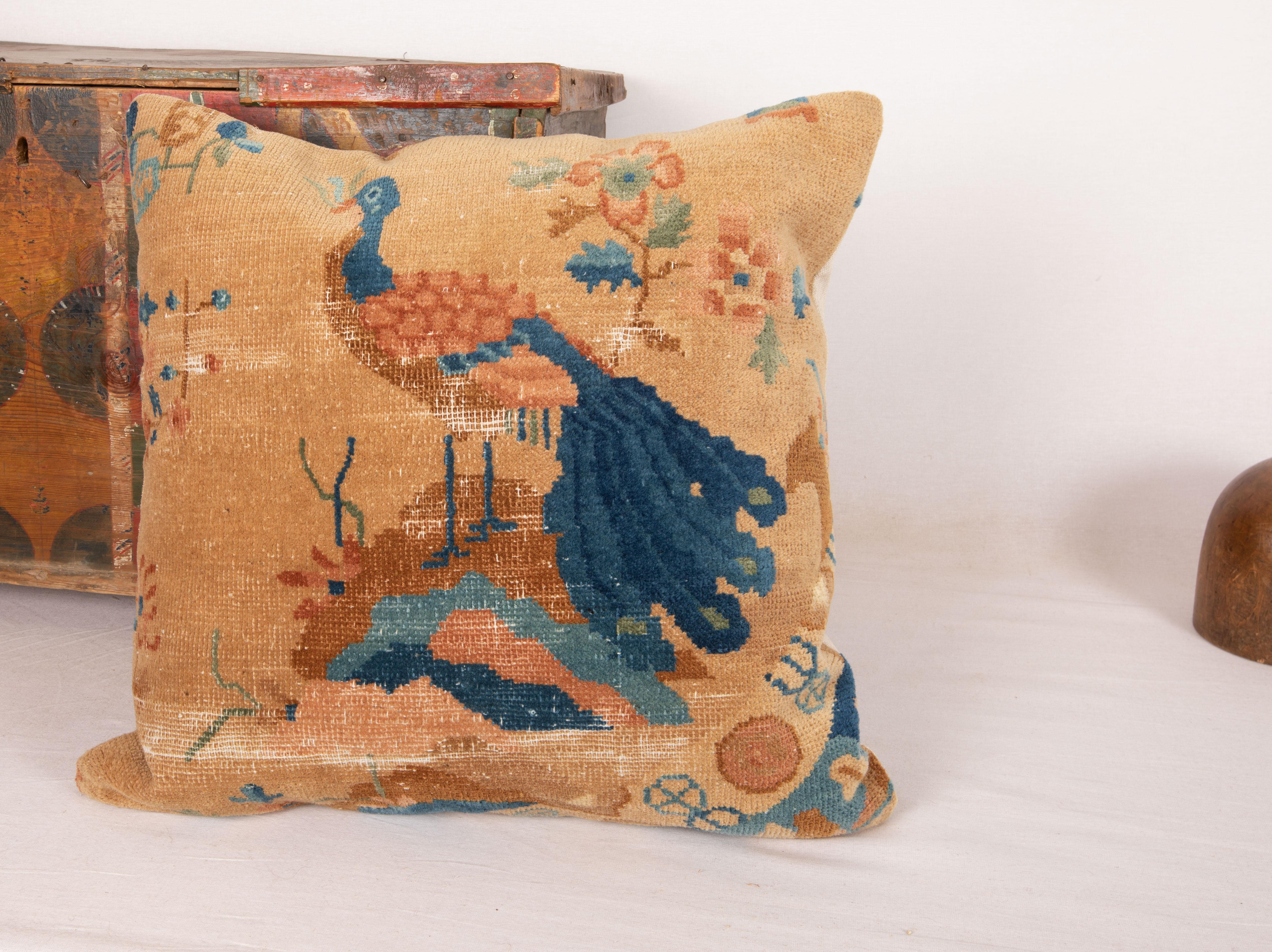 Wool Mid 20th C. Chinese Art Deco Rug Pillow Cover