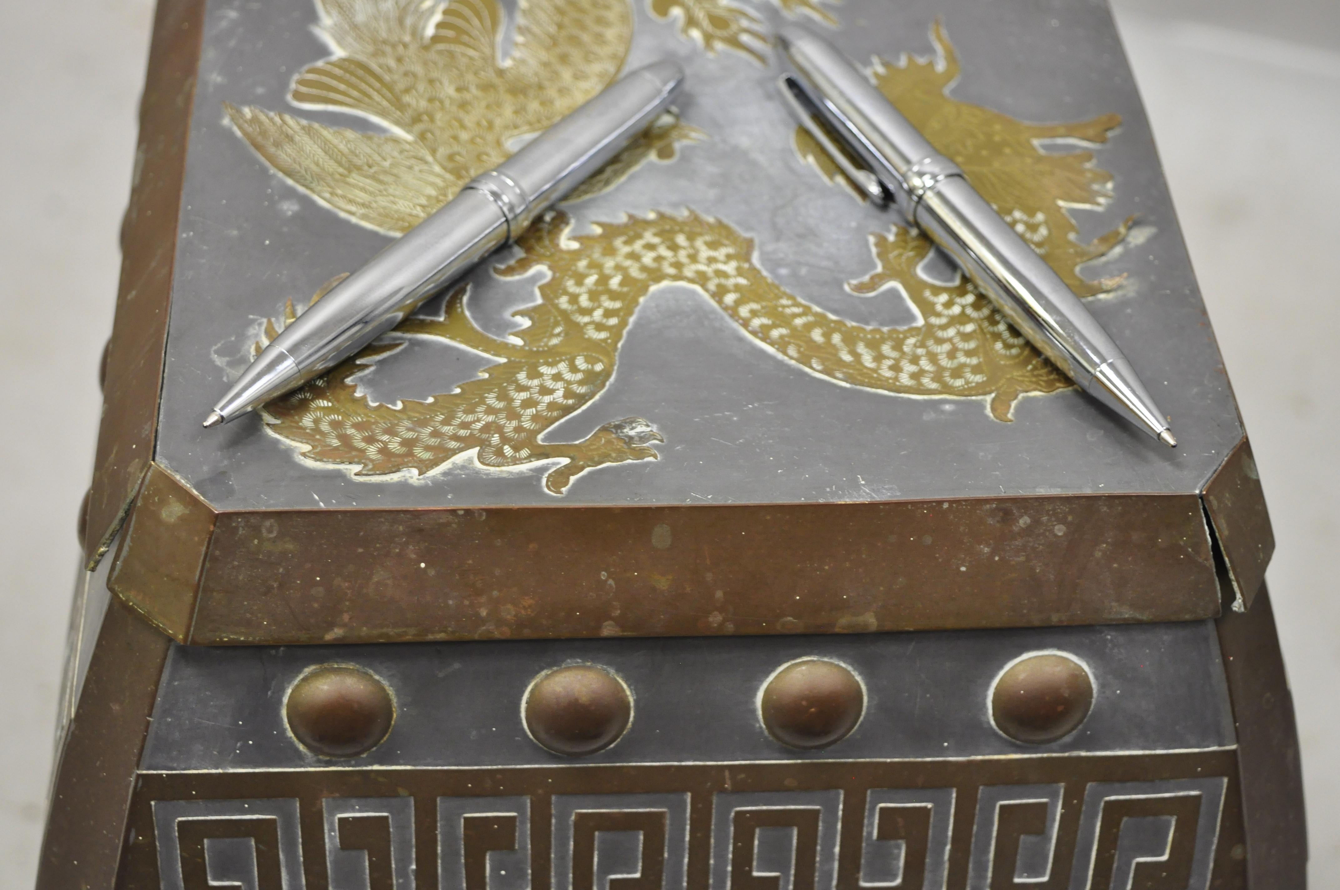 Mid-20th Century Chinese Oriental Pewter & Brass Garden Drum Stool Drinks Table 4