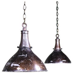 English Holophane Industrial Workshop Glass Lamps Lights 2 Available
