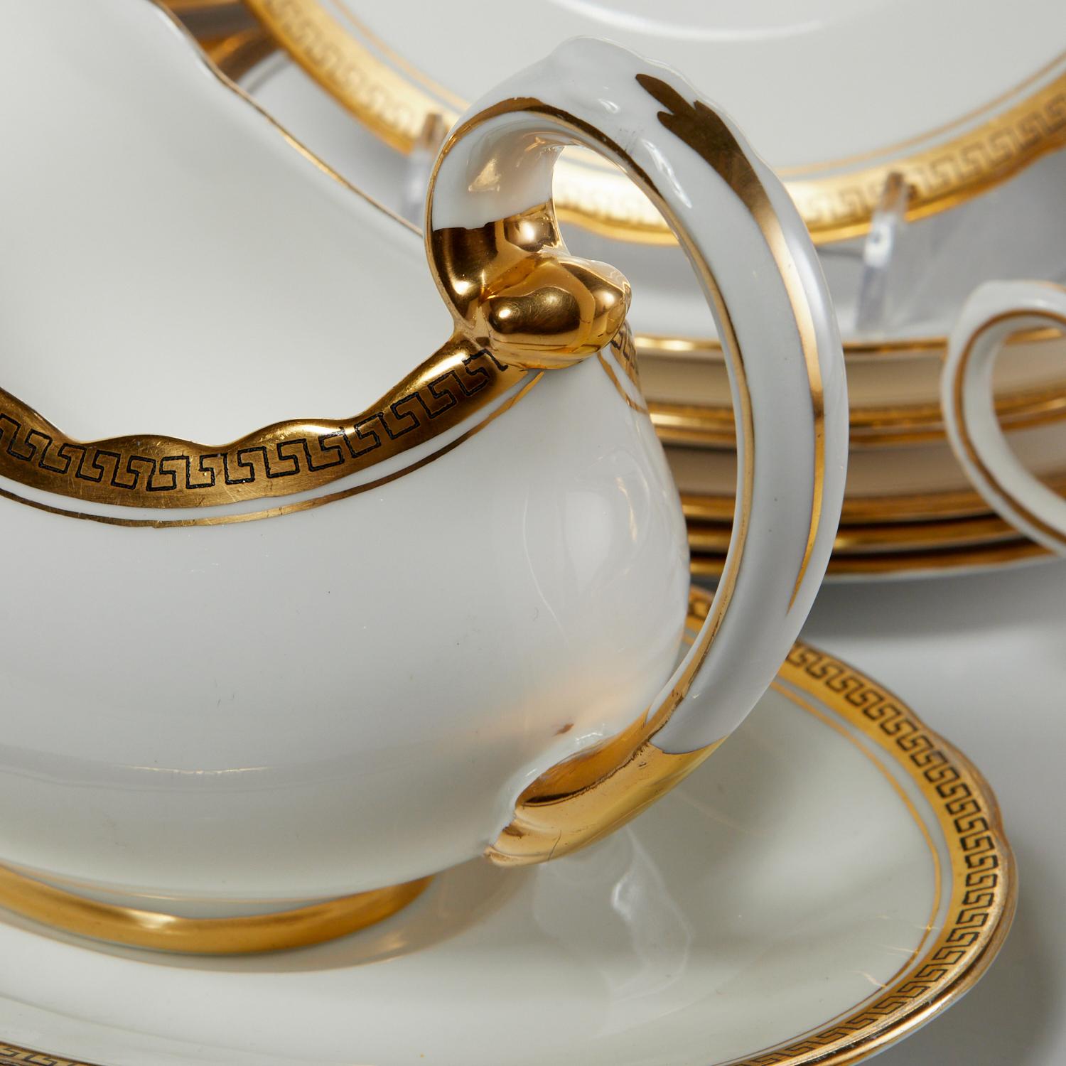 Neoclassical Mid 20th C. English Porcelain Dinner Service (52 Pieces) for Harrods of London For Sale