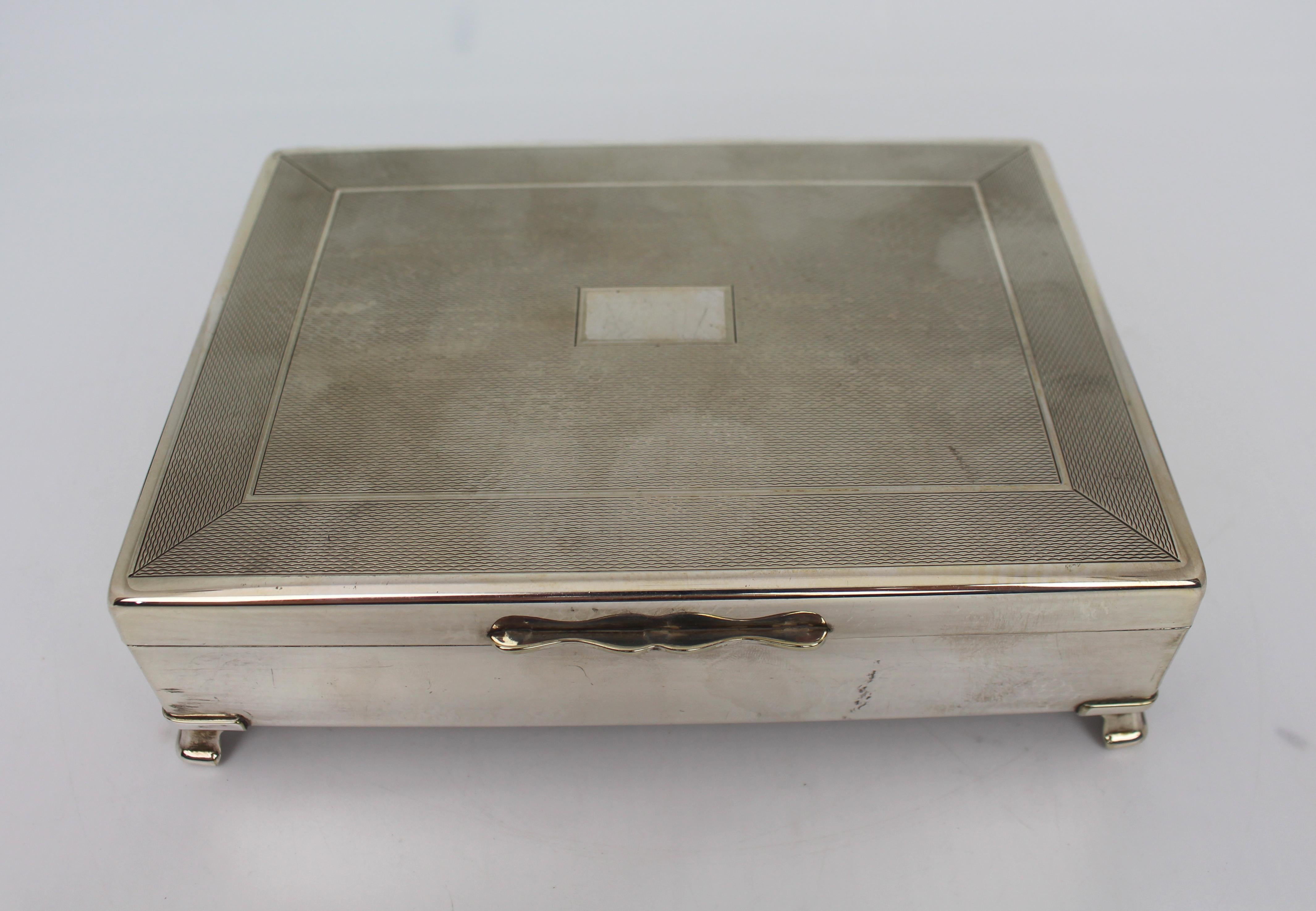 aristocrat silver plated cigarette box