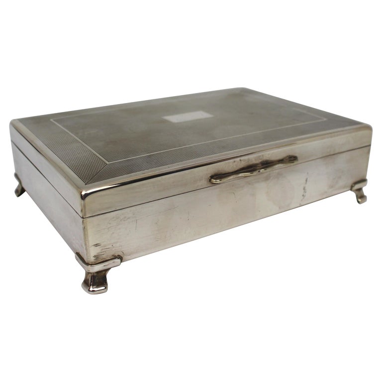aristocrat silver plated cigarette box Mid 20th C. English Silver Plated Cigarette Box by Harman Brothers at  1stDibs