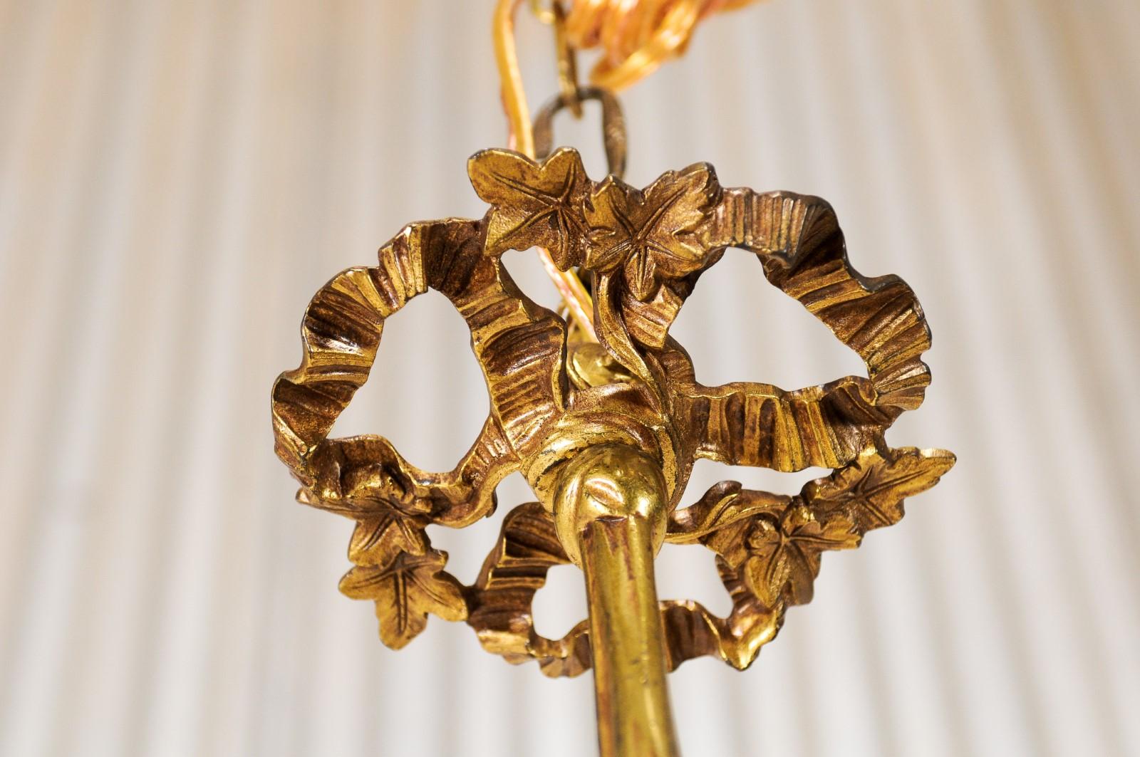 Mid-20th Century French Brass Five-Light Chandelier with Ram's Head Accents 6