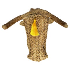 Mid 20th C. French Wicker Rattan Minotaur Bull Head Sculpture Wall Decoration