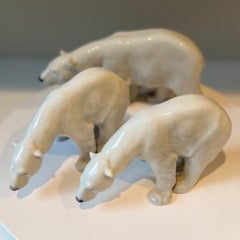 Mid 20th C. Grouping of Three Polar Bears from Royal Copenhagen
