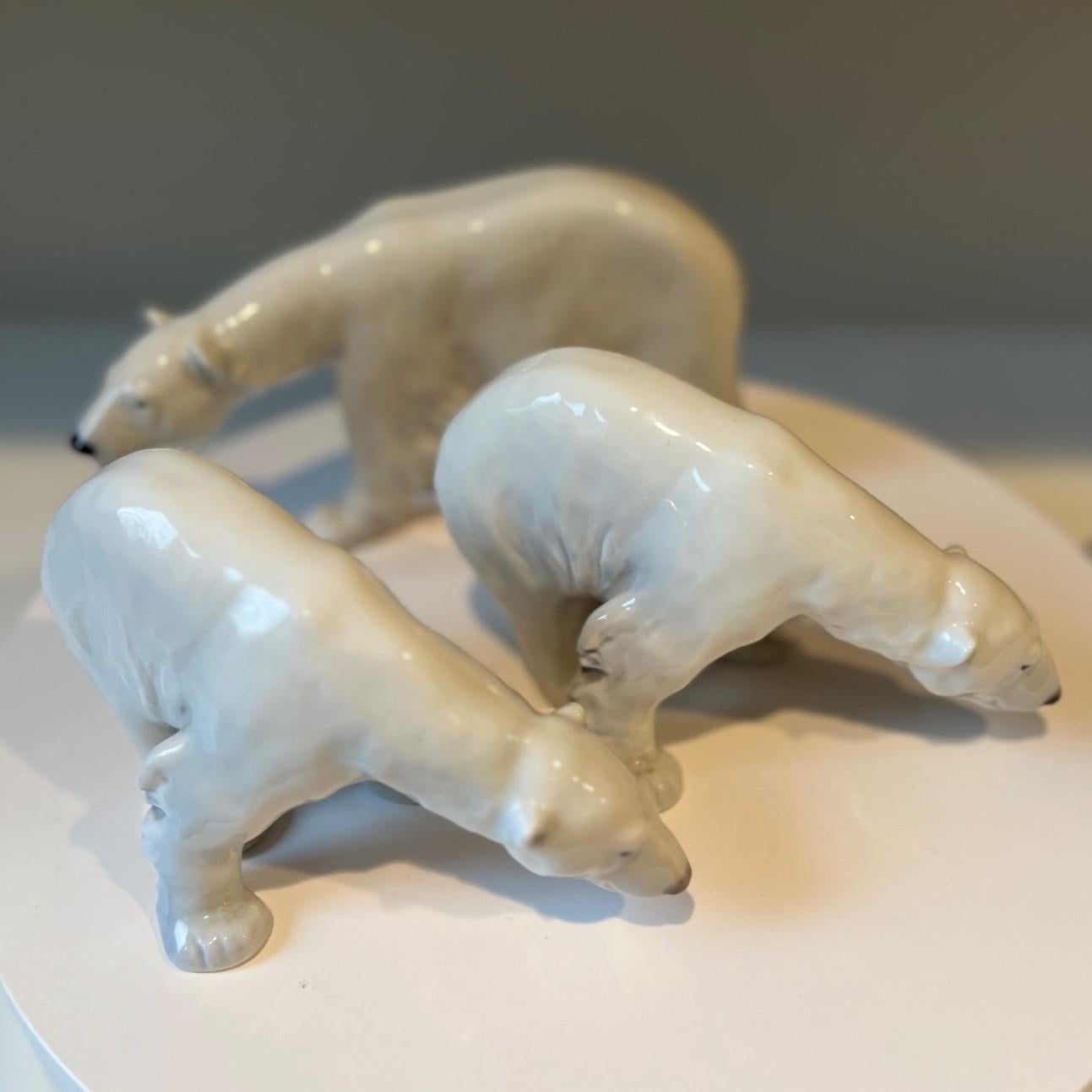 Bauhaus Mid 20th C. Grouping of Three Polar Bears from Royal Copenhagen For Sale