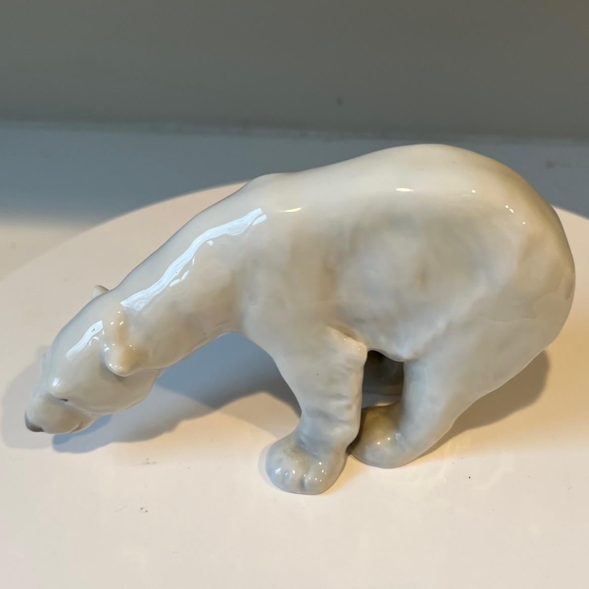 Porcelain Mid 20th C. Grouping of Three Polar Bears from Royal Copenhagen For Sale