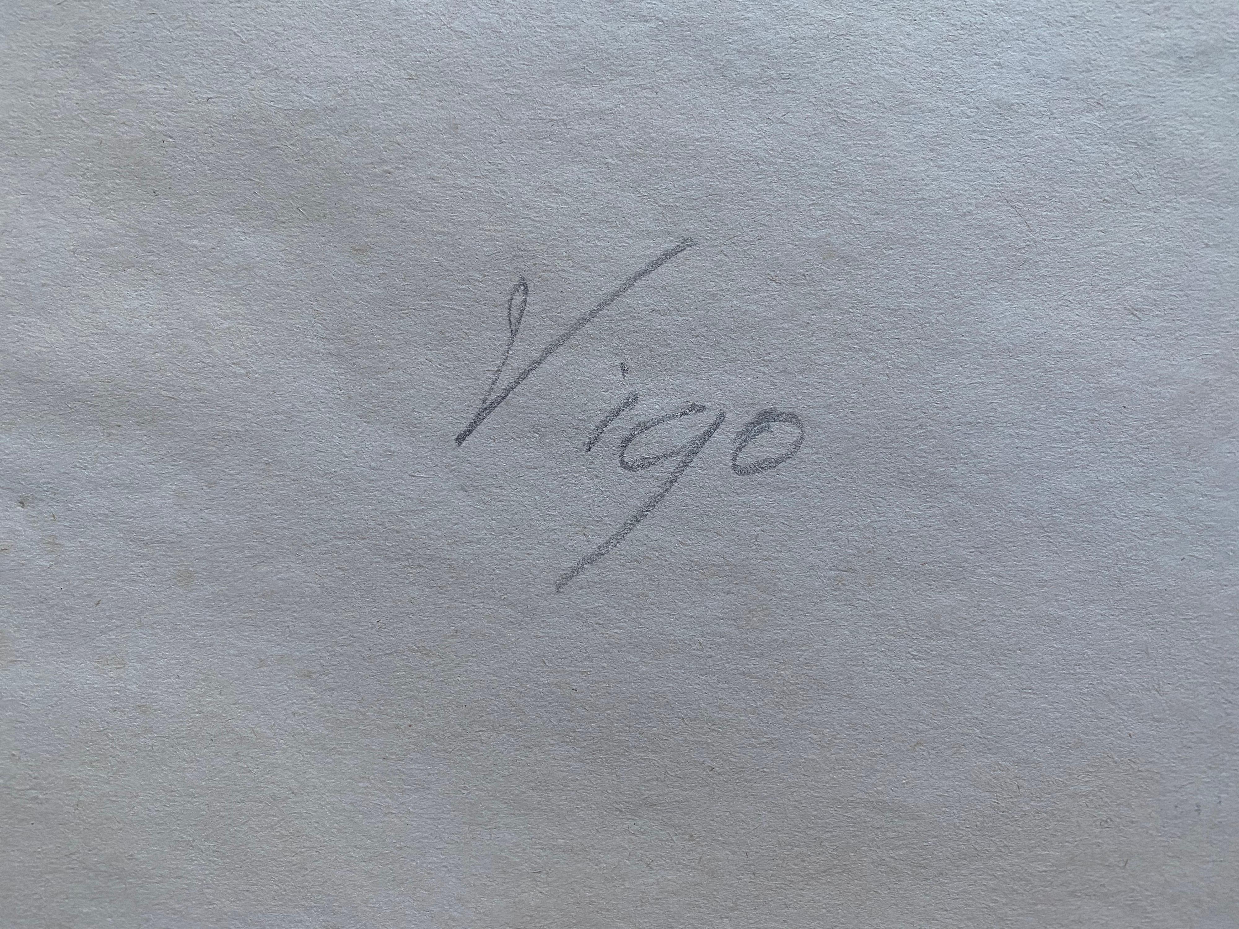 Pittura ad acquerello di un artista irlandese della metà del XX secolo - Vigo Spagna, paesaggio costiero, barca in vendita 3