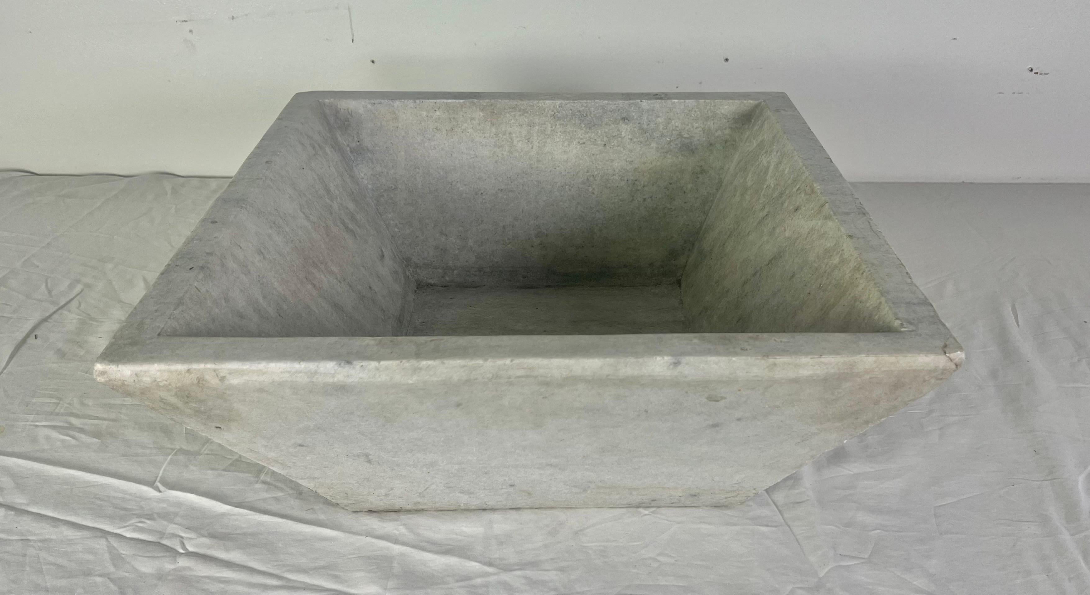 Mid 20th century square shaped solid stone Italian sink.  