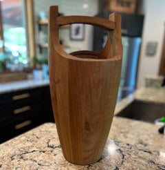 Mid-20th C. Jens Quistgaard for Dansk Teak Ice Bucket with Lid and Swing Handle