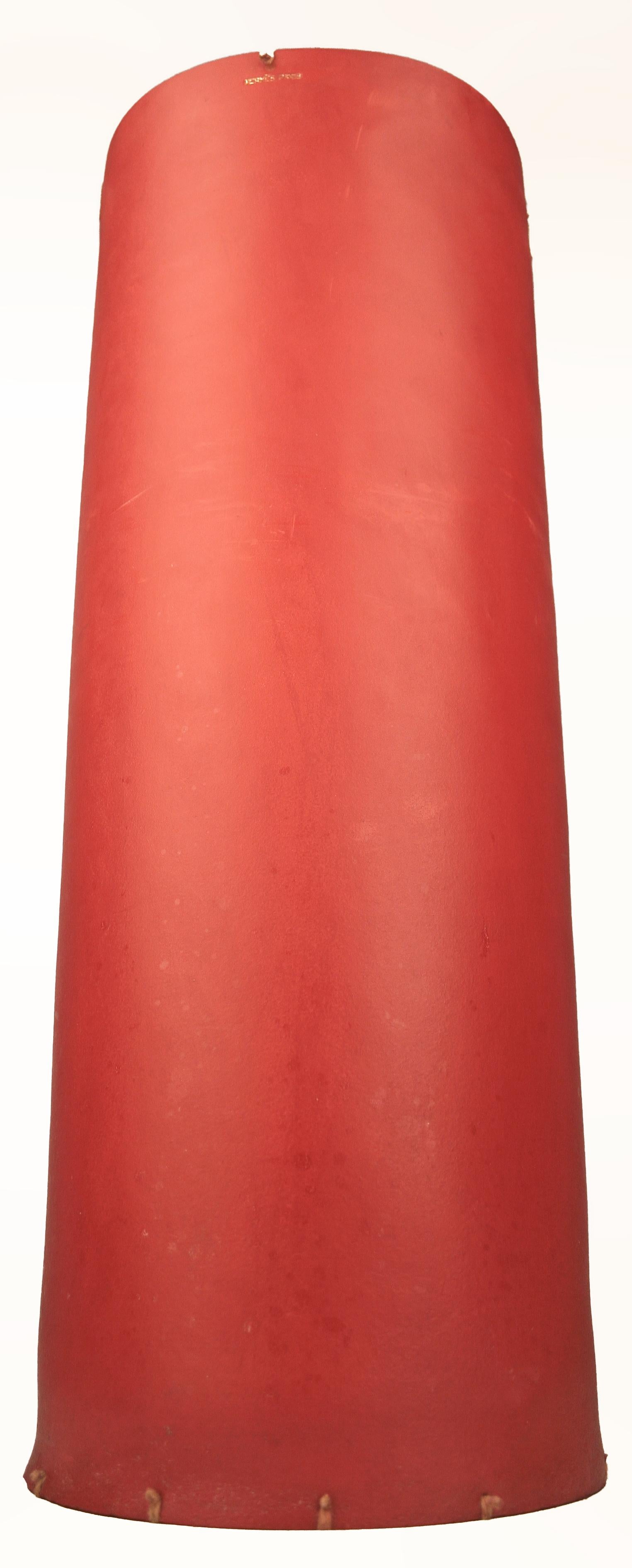 Mid-20th C. Modern French Red Leather Cylindrical Umbrella Stand by Hermès Paris For Sale 7