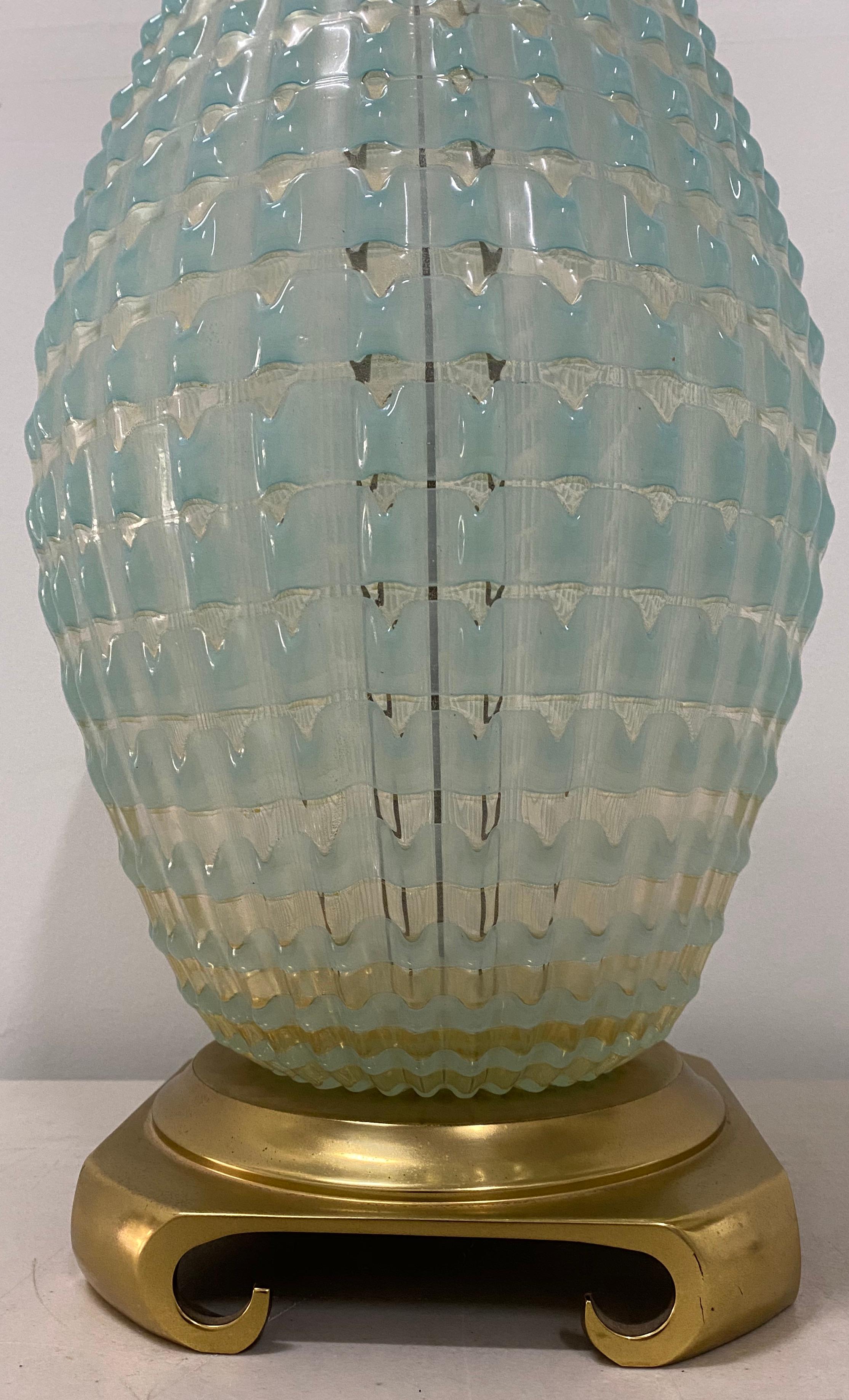 Mid-Century Modern Mid-20th Century Murano Aqua Blue Glass Table Lamp, circa 1960 For Sale