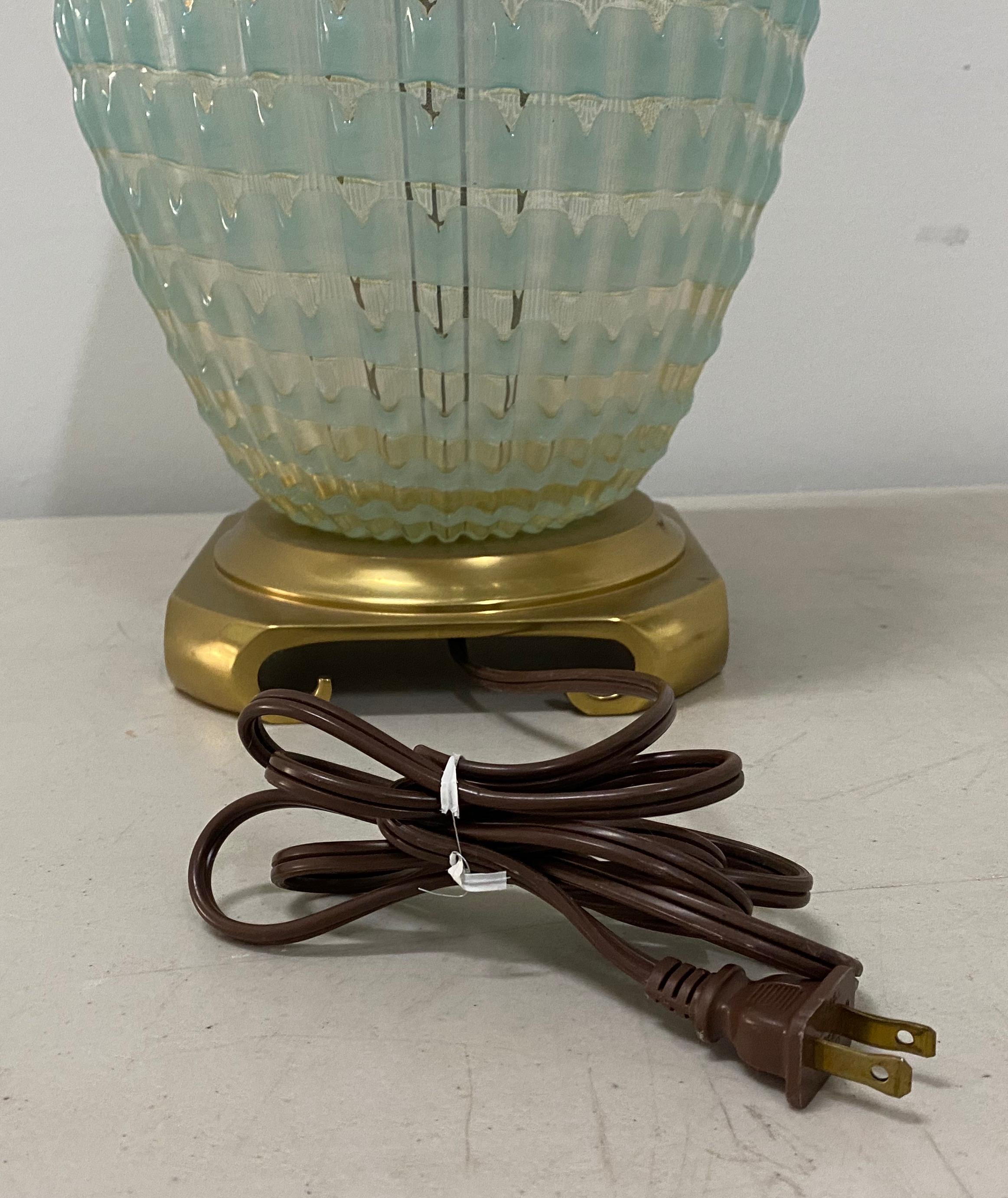 Mid-20th Century Murano Aqua Blue Glass Table Lamp, circa 1960 For Sale 1