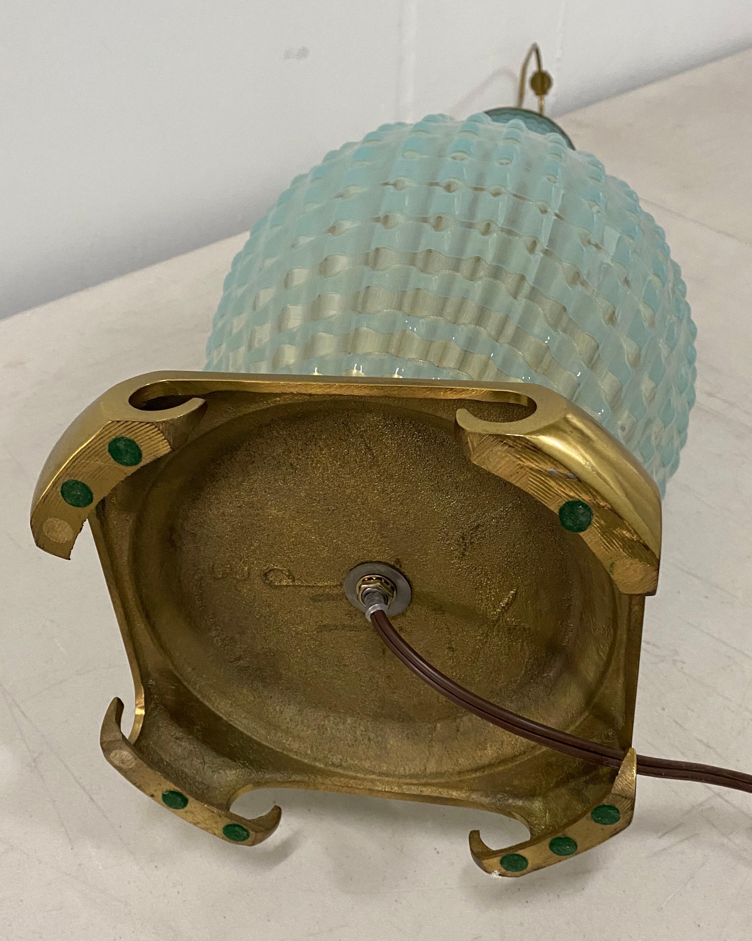 Verre Lampe de bureau en verre de Murano bleu turquoise du milieu du 20e siècle, vers 1960 en vente