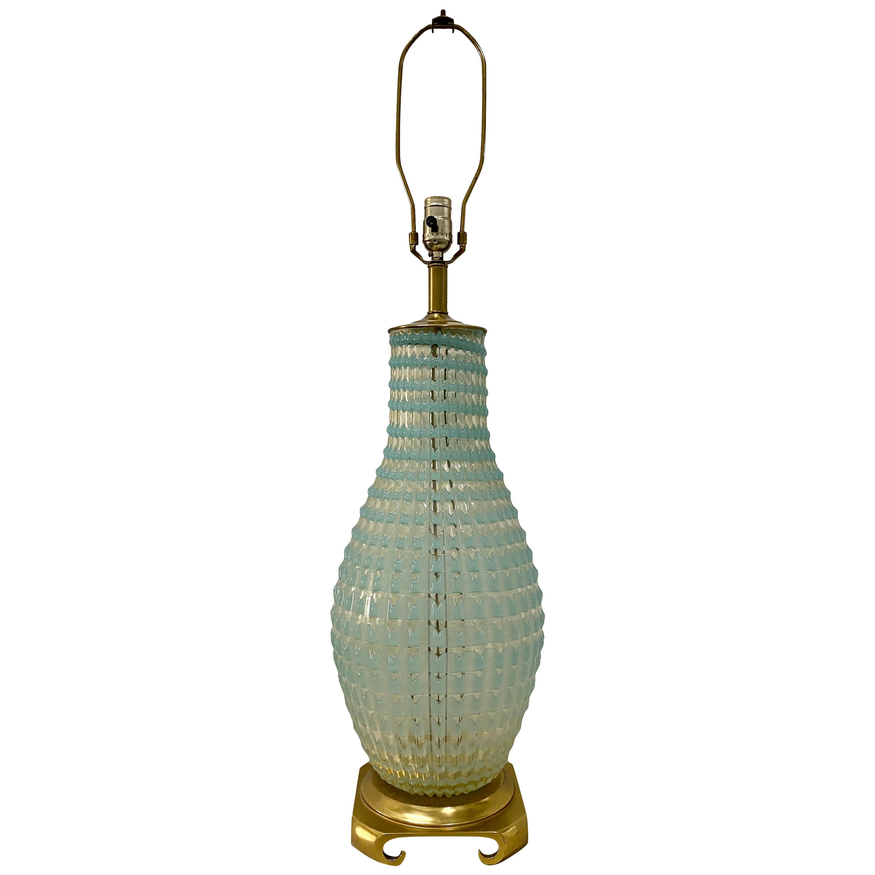 Mid-20th Century Murano Aqua Blue Glass Table Lamp, circa 1960 For Sale