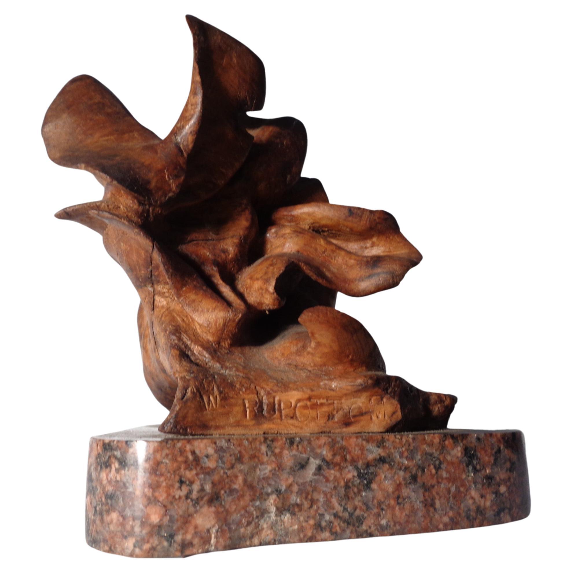 Granite   Naturalistic Carved Wood Sculpture by W.C. Rubottom, 1960-1979 For Sale