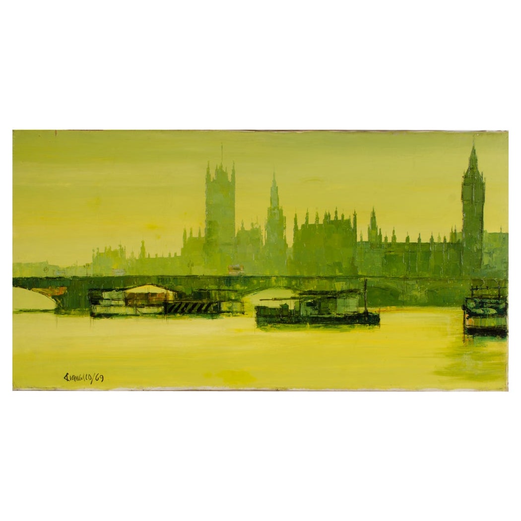 Mediados del siglo XX Óleo sobre lienzo Paisaje urbano de Londres.
