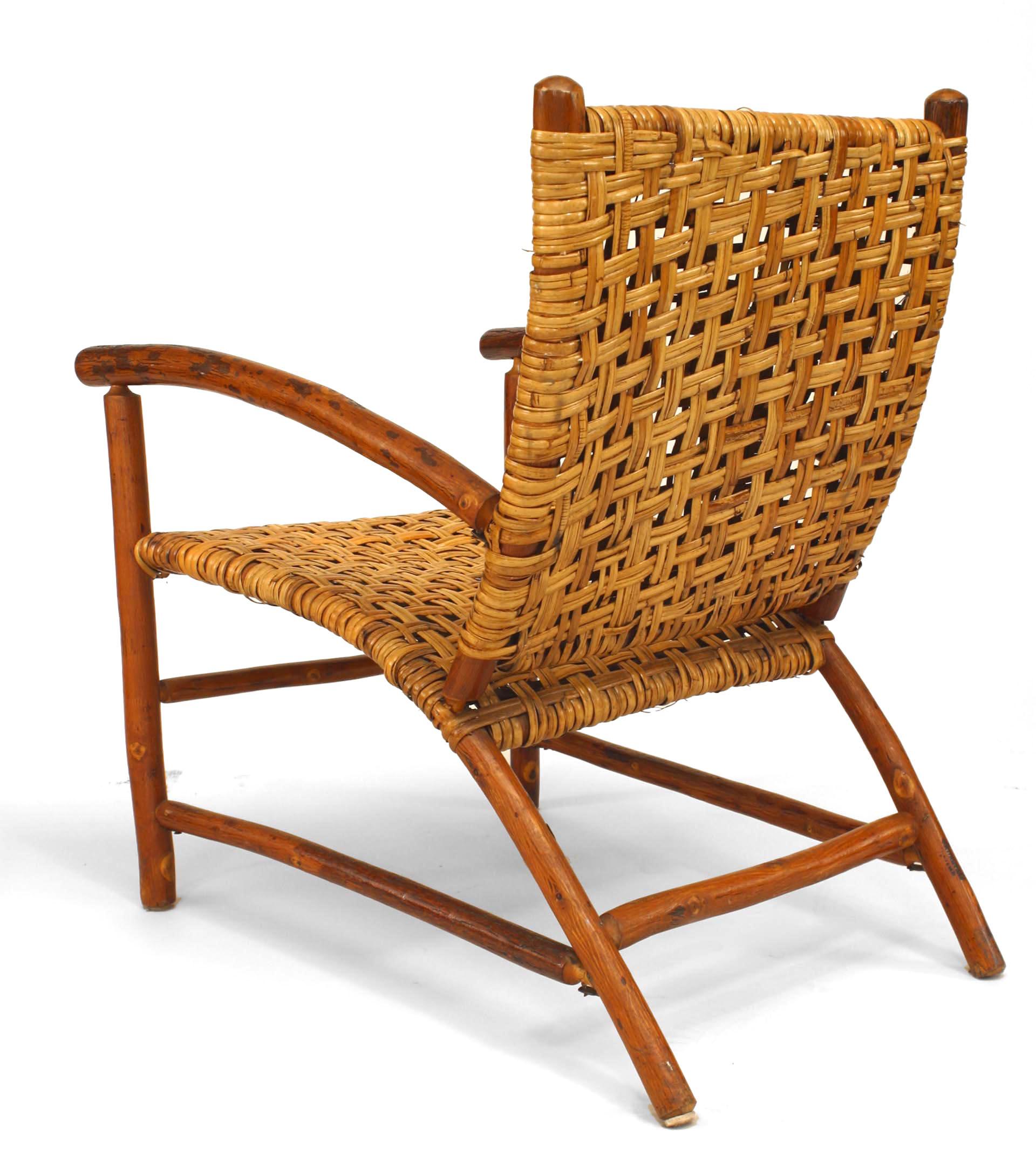 Rustic Old Hickory Woven Arm Chair