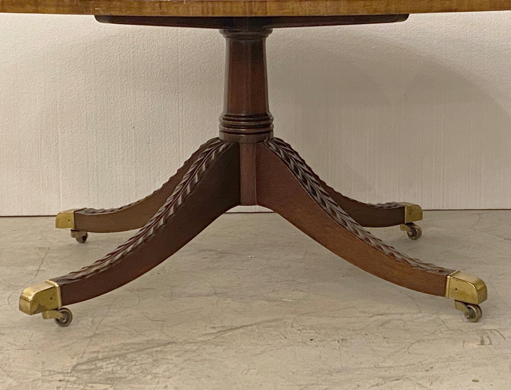 Mid-20th C. Oval Inlaid Walnut Coffee Table Brass Feet with Wheels 1