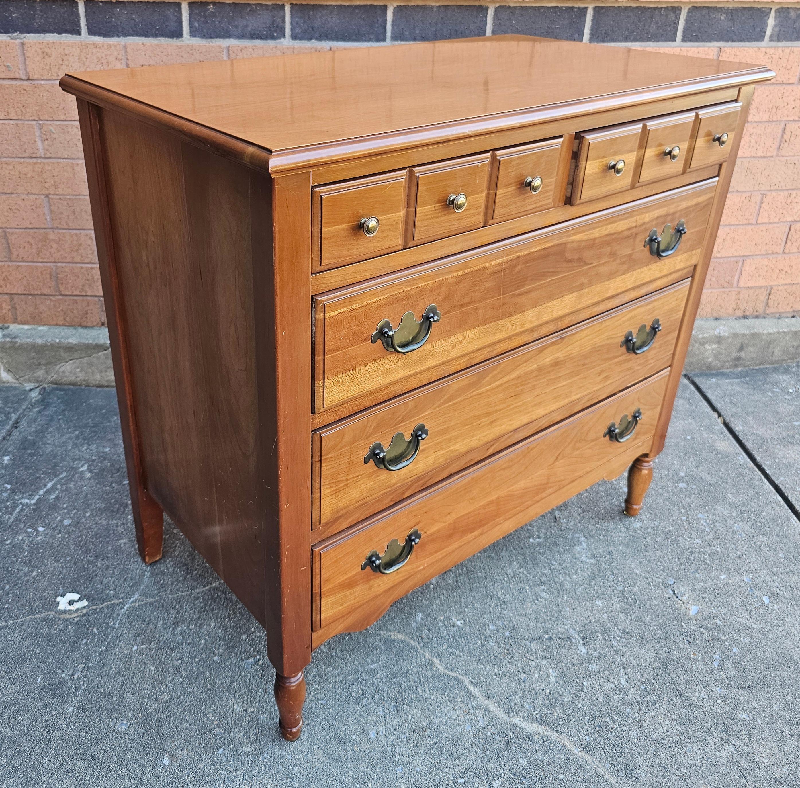 Mid 20th C. Sanford Furniture Permacraft  Five-Drawer Bachelor Chest of Drawers. Features two top drawers and three large bottom drawers. All Smooth operating dovetail joints drawers Wood backing. Measures 32