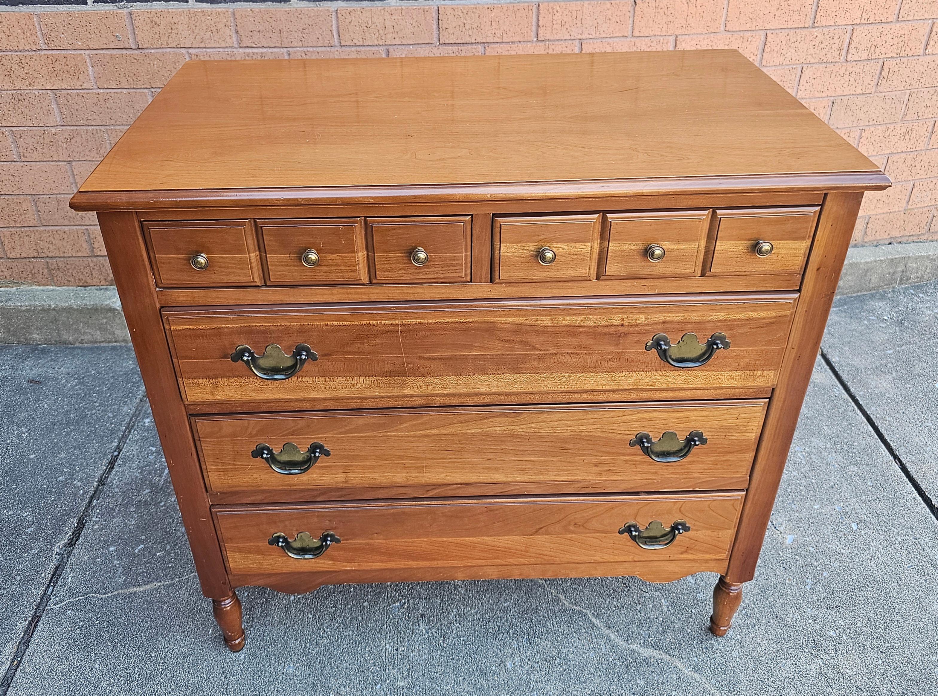 Cherry Mid 20th C. Permacraft Sanford Furniture Five-Drawer Bachelor Chest of Drawers For Sale