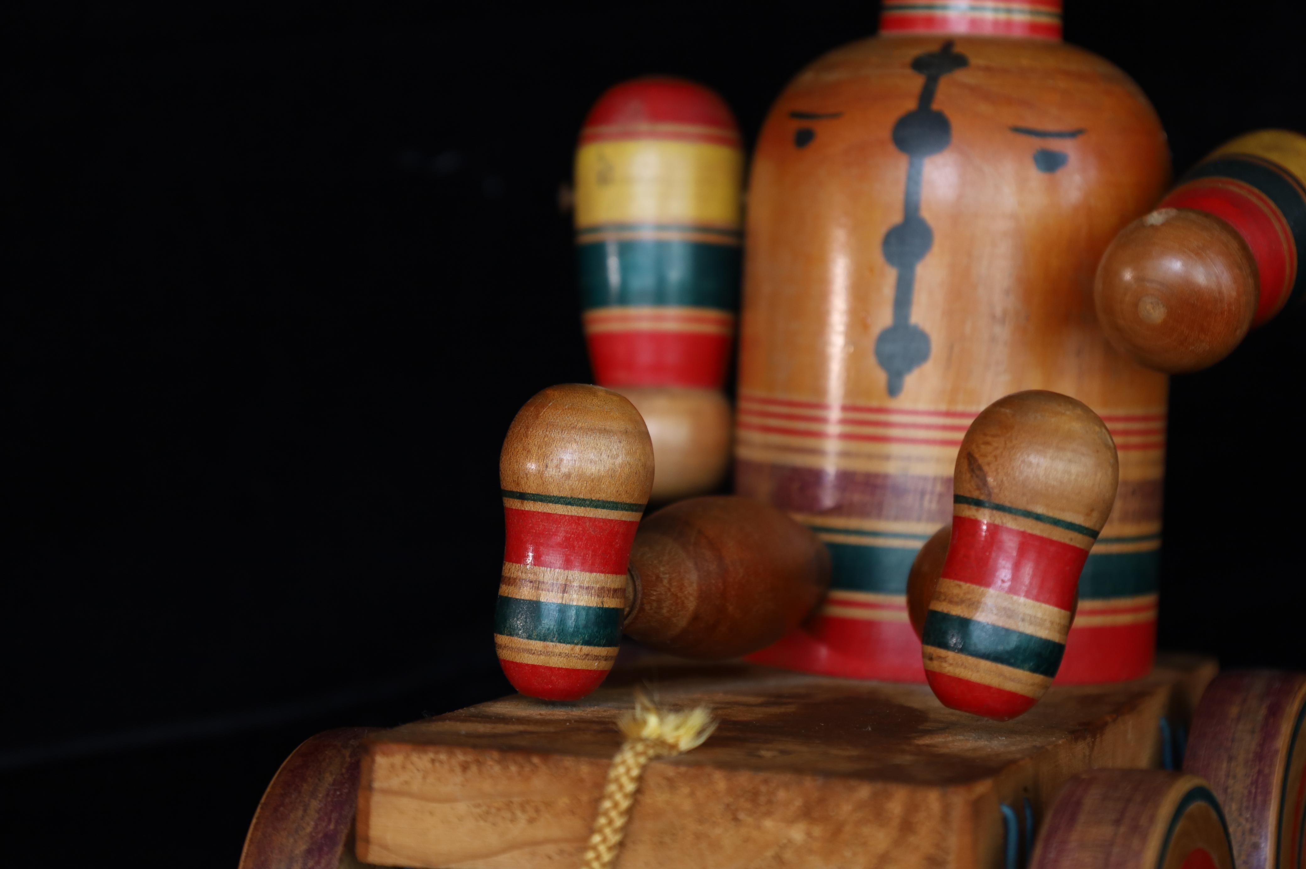 Hand-Carved Mid-20th c. Rare Vintage Japanese Kijigangu folk toy by Fumio Tsuta For Sale
