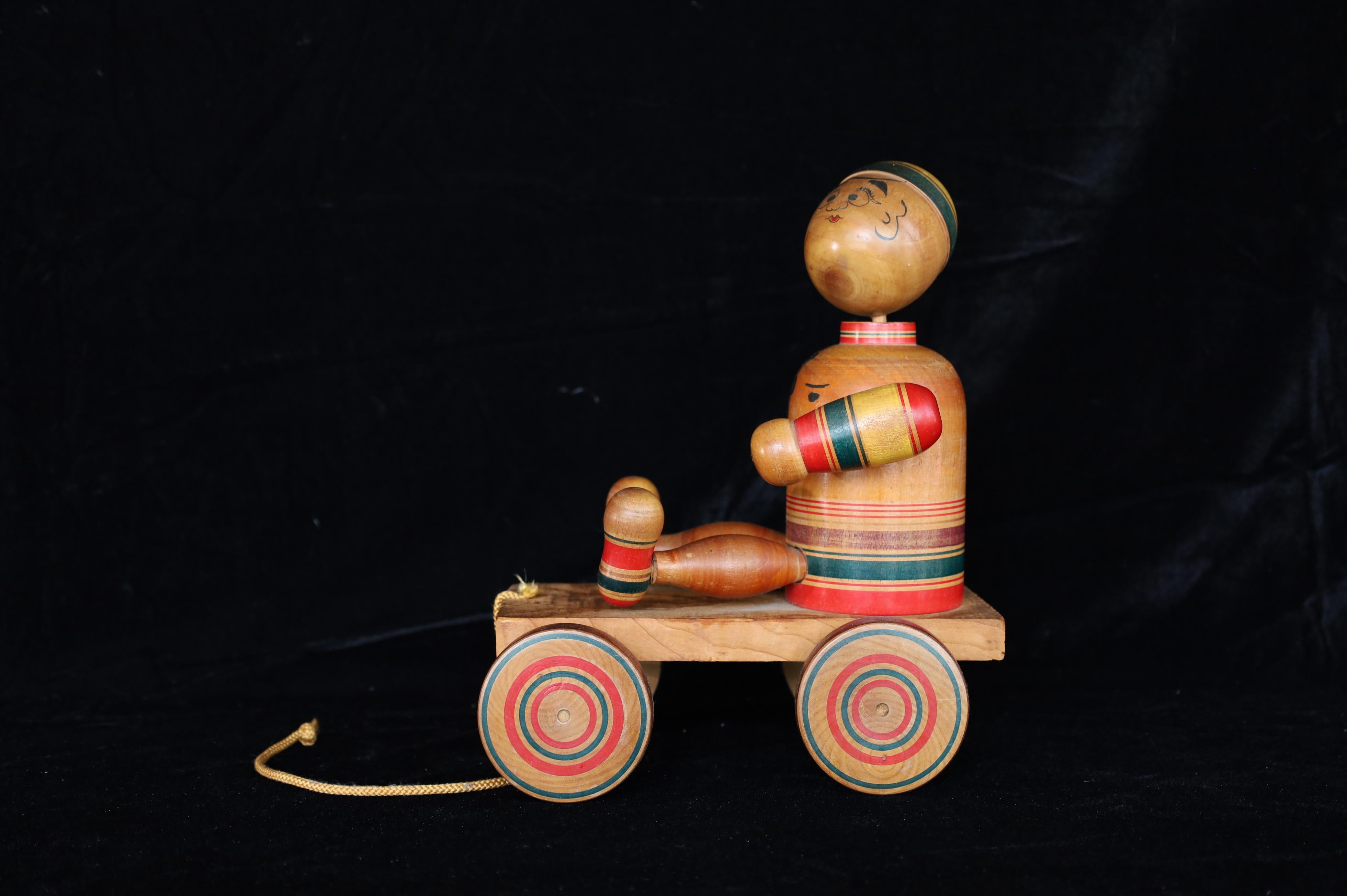 Mid-20th c. Rare Vintage Japanese Kijigangu folk toy by Fumio Tsuta In Good Condition For Sale In Fukuoka, JP