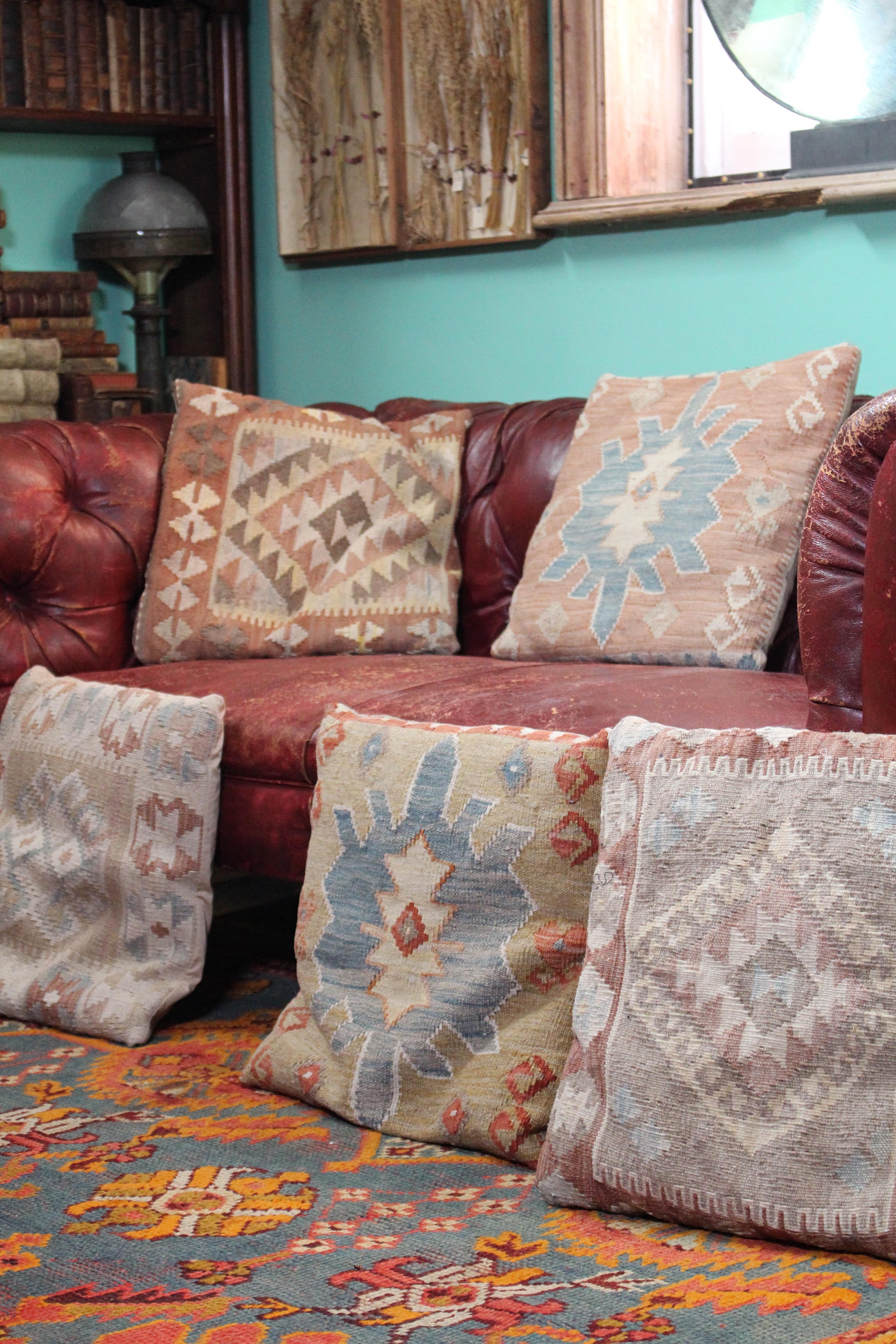 Moroccan Mid 20th C Seven Kilim Scatter Cushions John Le Carre Author Country House