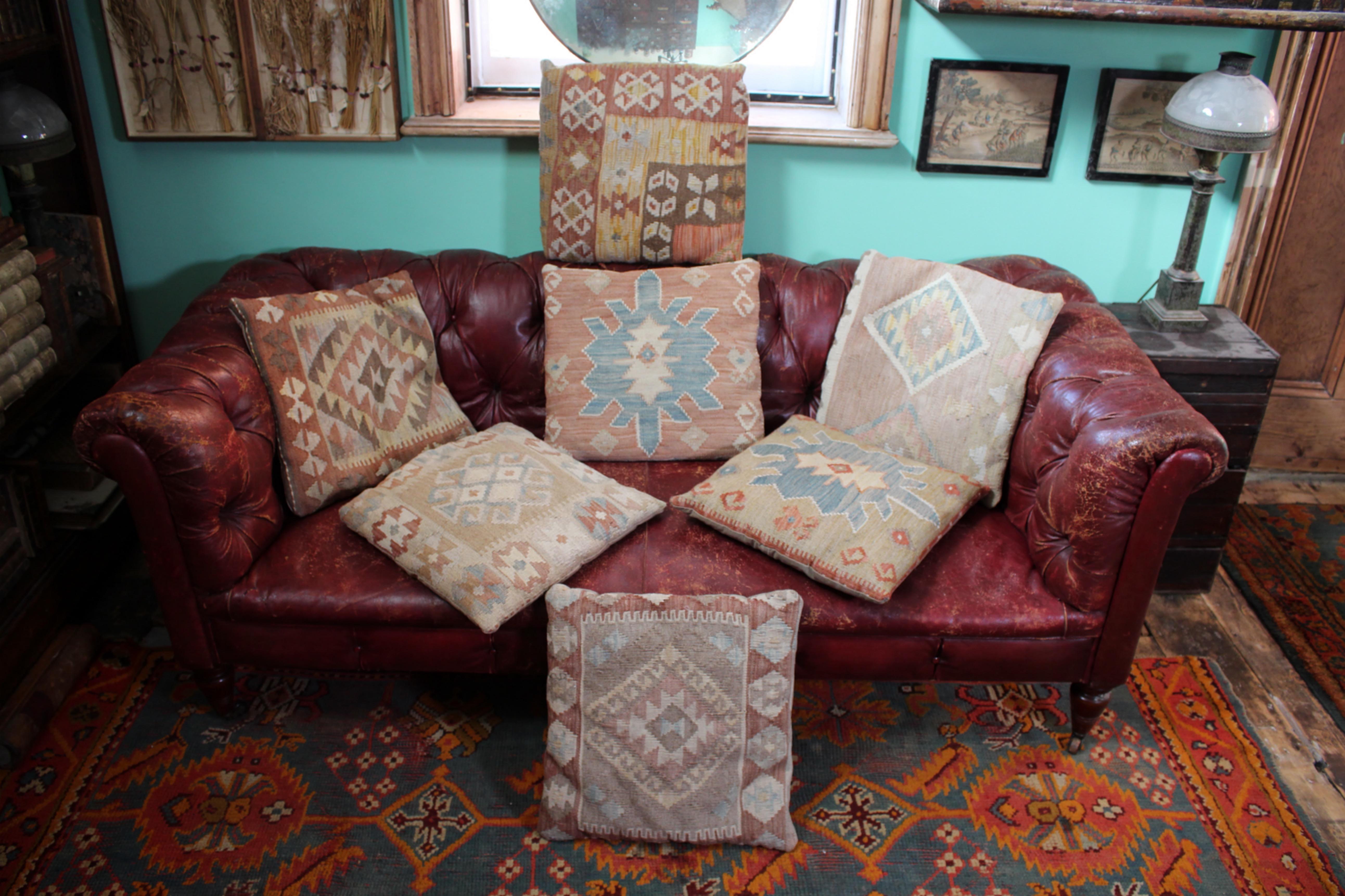 Mid 20th C Seven Kilim Scatter Cushions John Le Carre Author Country House In Good Condition In Lowestoft, GB