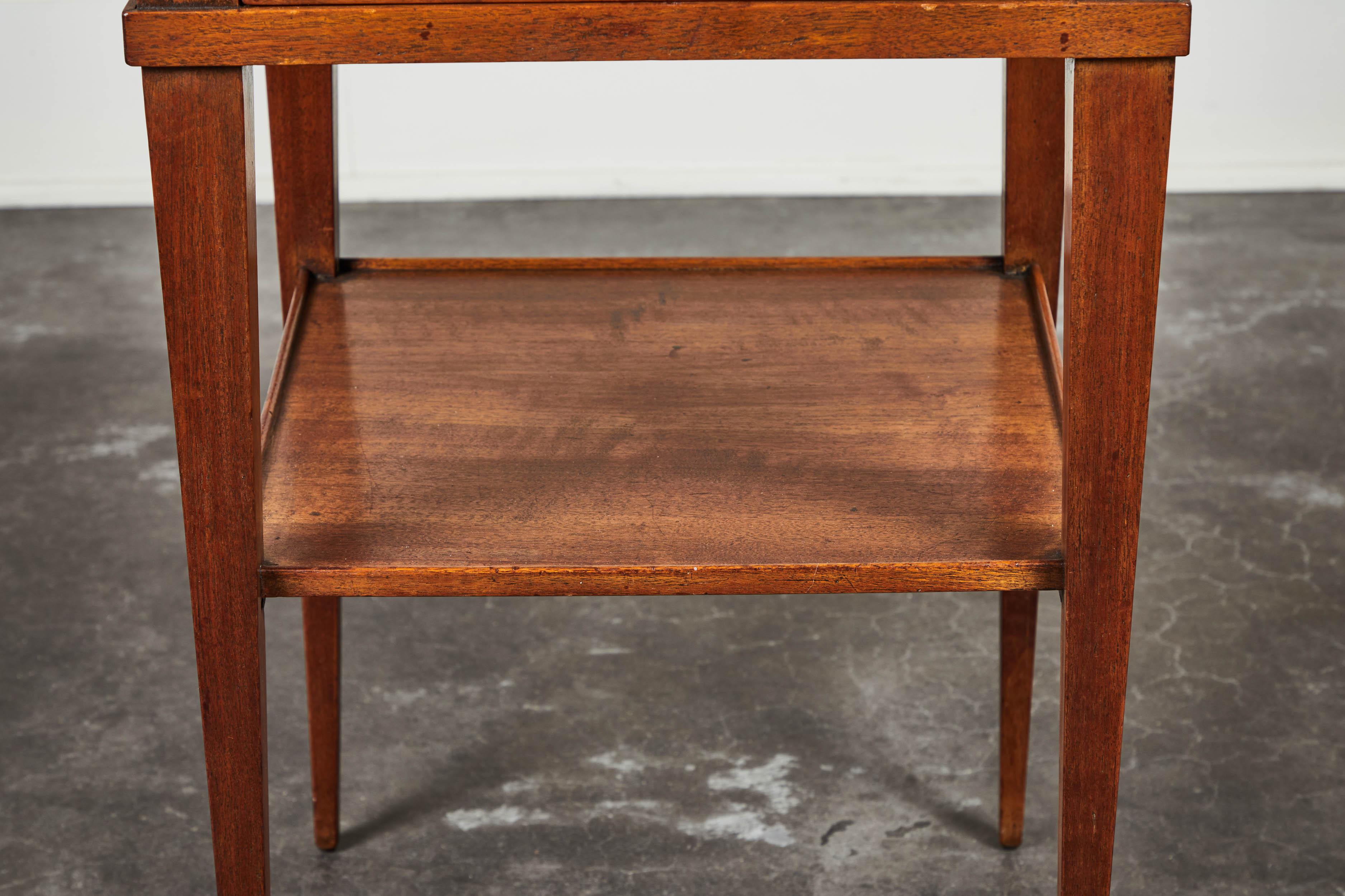 Empire Mid-20th Century Small Walnut End Table with Single-Drawer