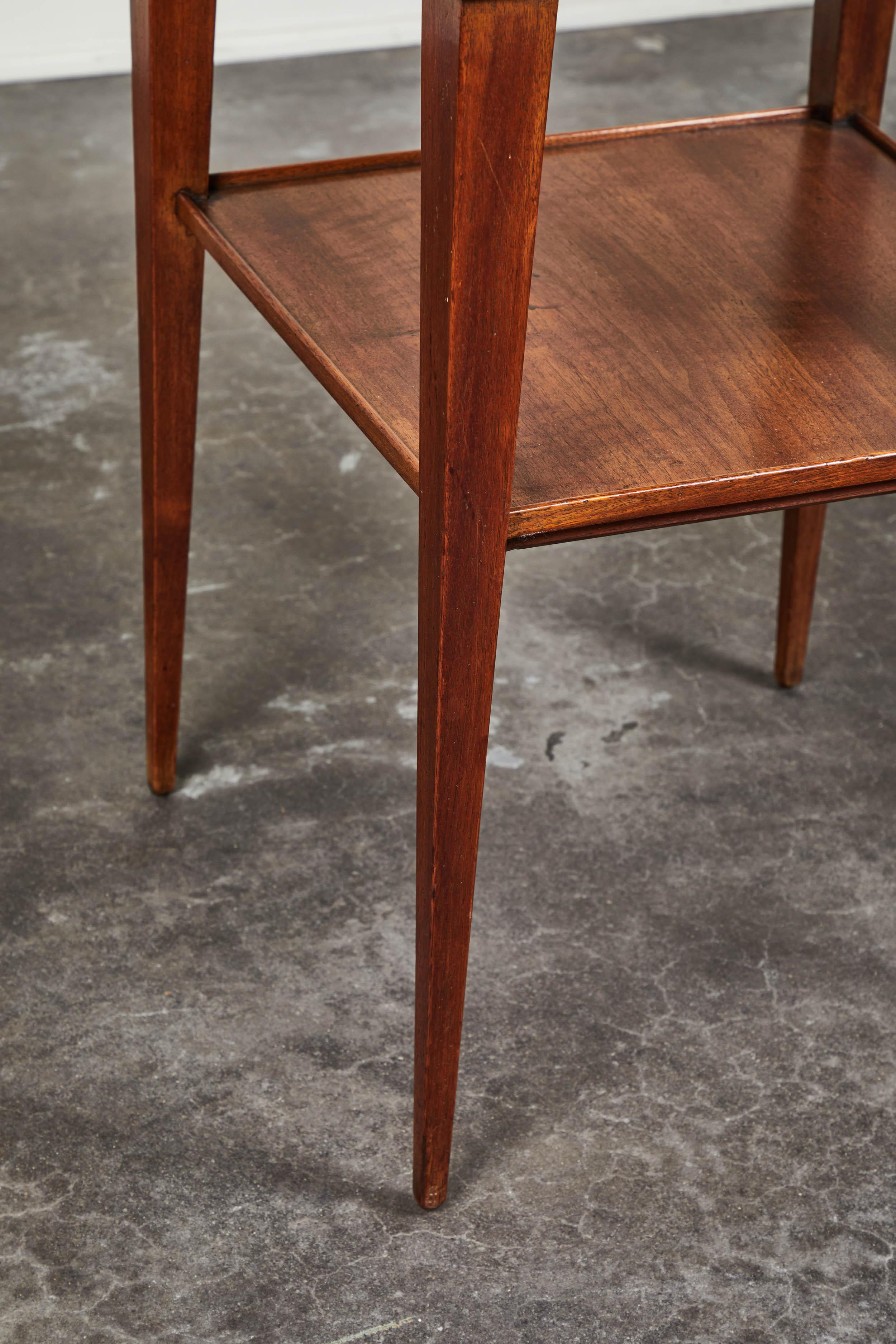 Mid-20th Century Small Walnut End Table with Single-Drawer 1