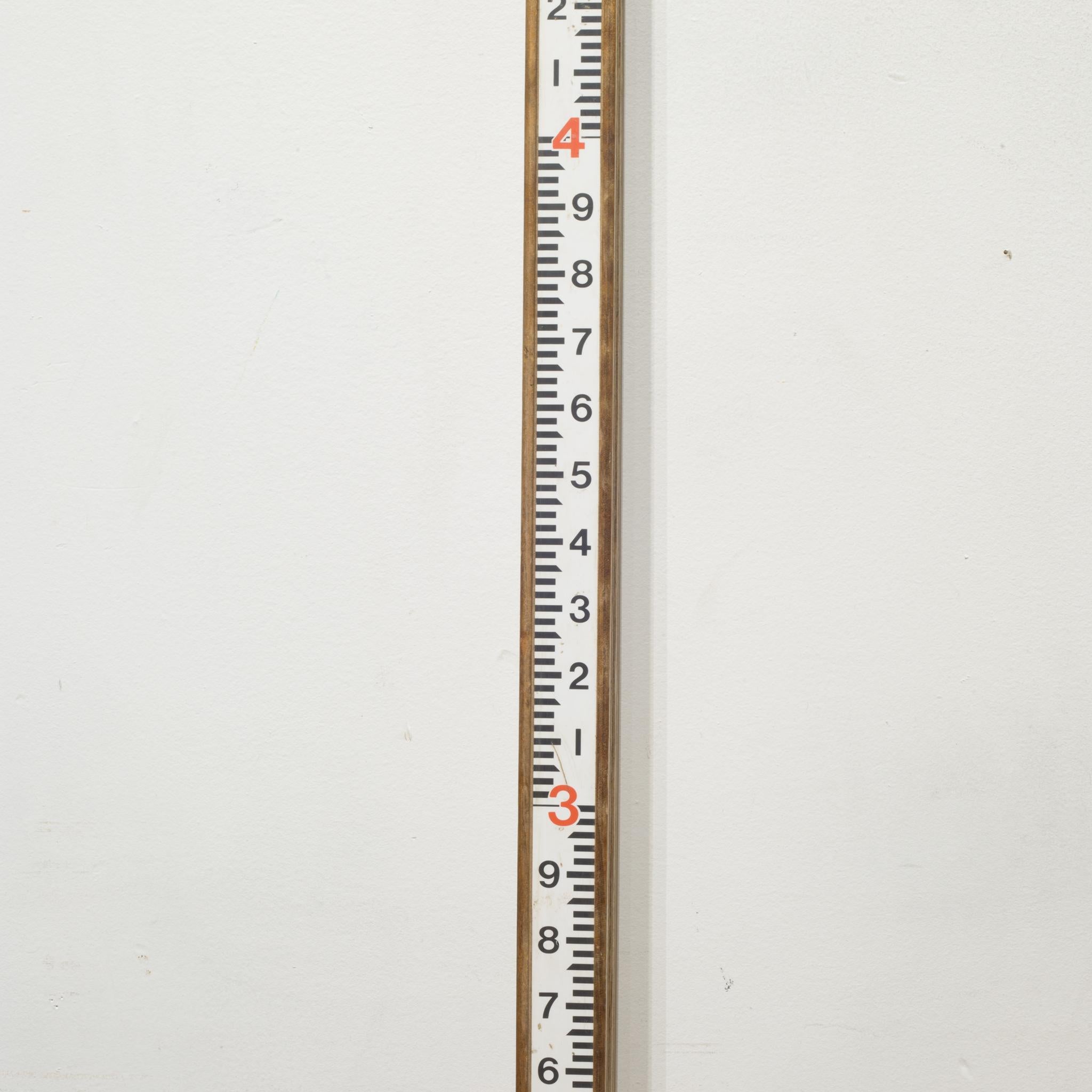 About

An original wood and metal surveyor's poles that telescopes up to 9 1/2 feet. The body is wood and the graphics are metal with a metal locking knob.

 Creator: Unknown.
 Date of manufacture: circa 1950-1960
 Materials and techniques: