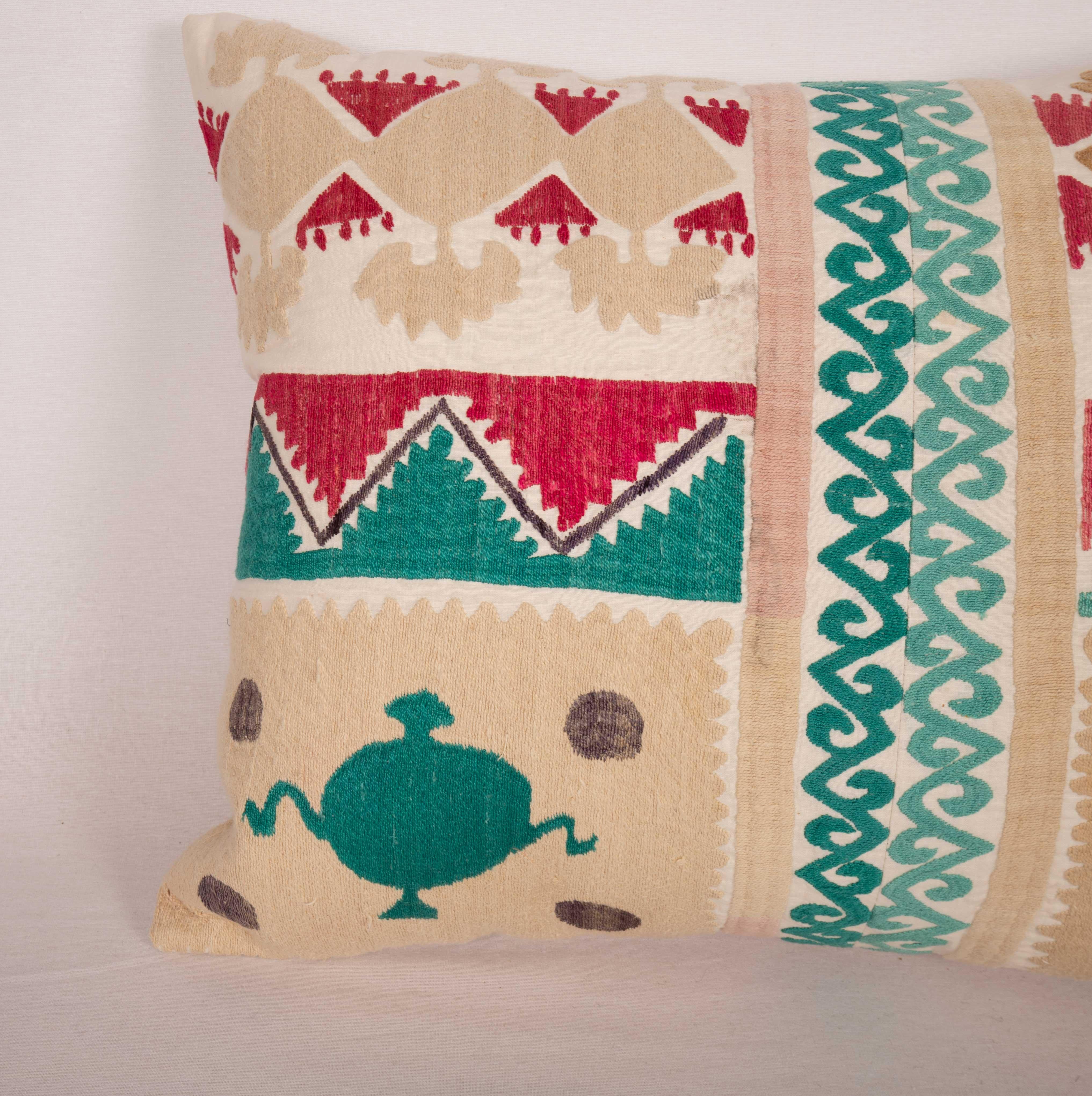 Uzbek Mid-20th Century Suzani Pillowcase Made from a Samarkand Suzani
