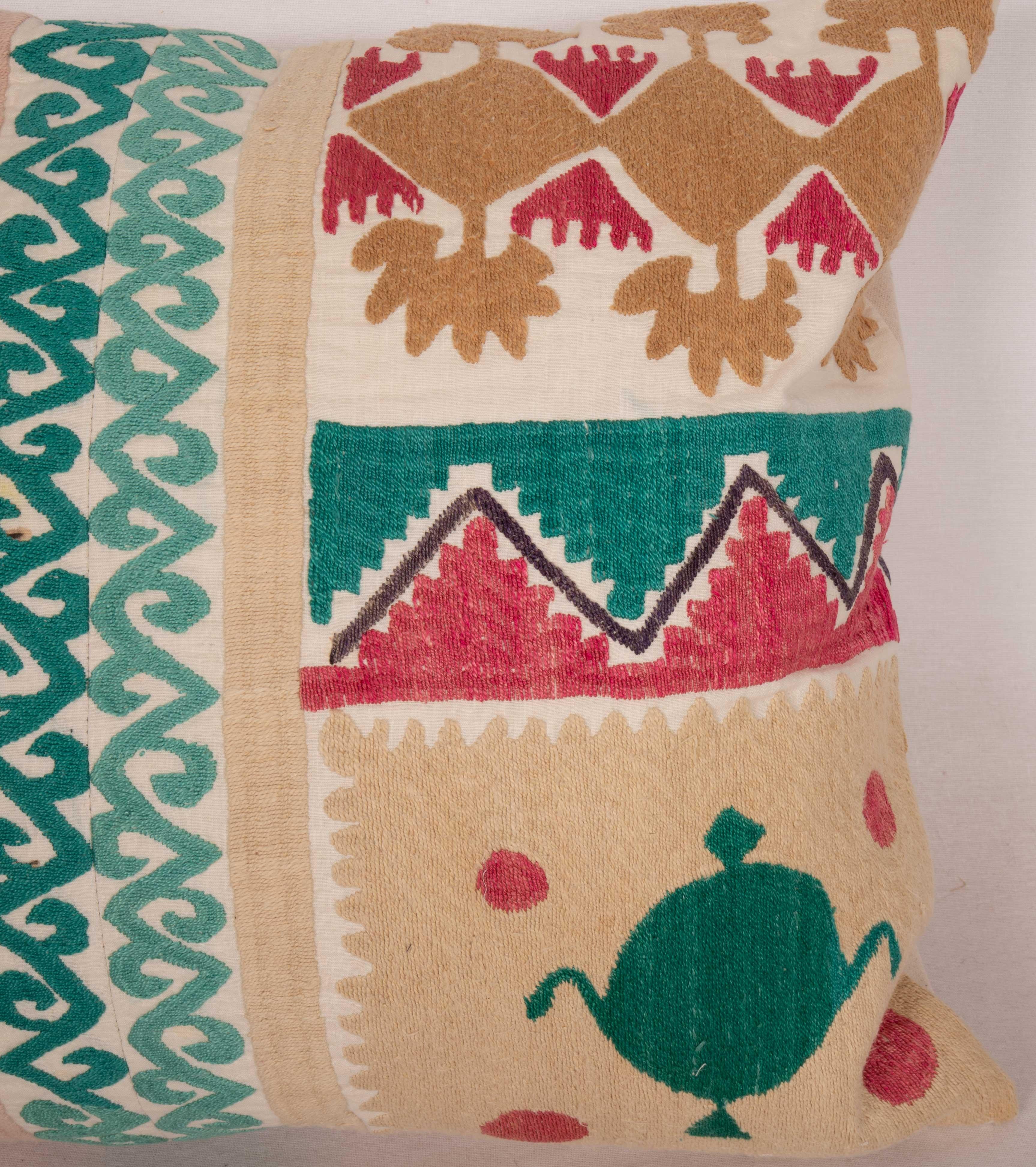 Embroidered Mid-20th C. Suzani Pillowcase Made from a Samarkand Suzani