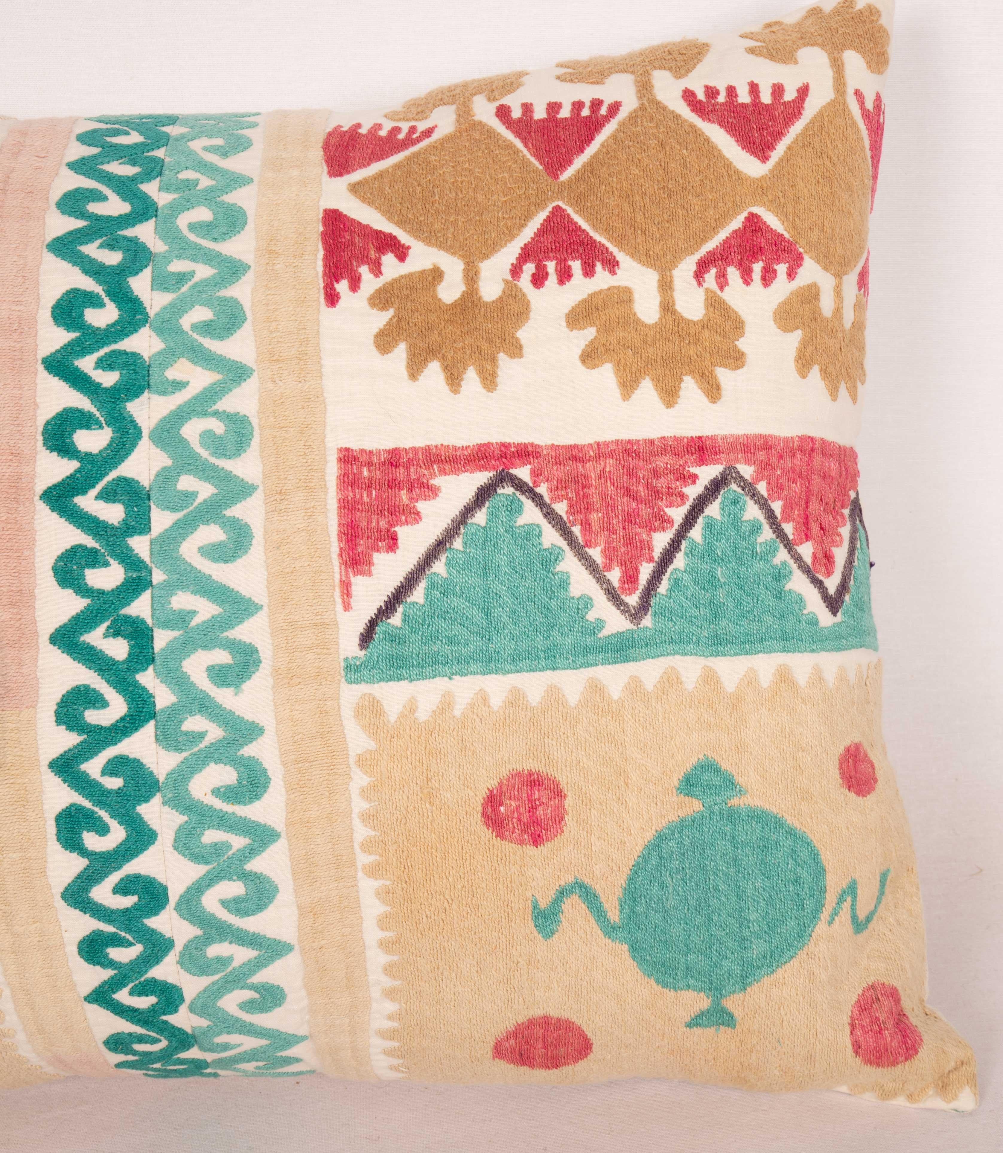 Embroidered Mid-20th Century Suzani Pillowcase Made from a Samarkand Suzani