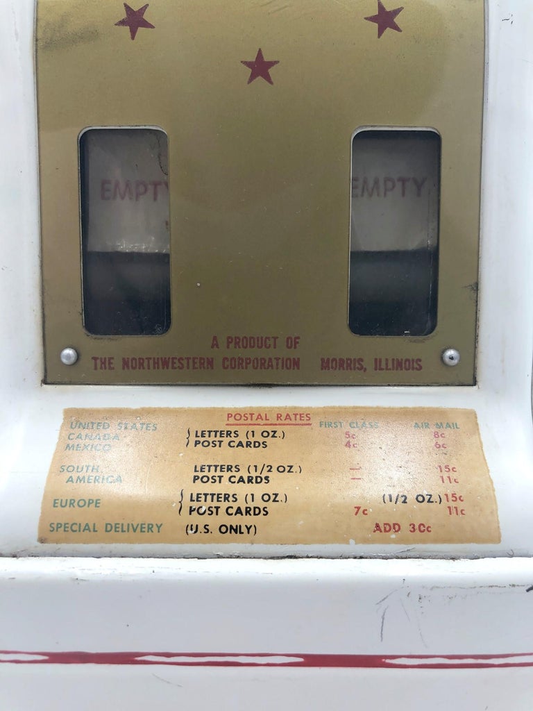 Mid 20th C. U.S. Postage Stamp Vending Machine Dispenser by Northwestern Corp. For Sale at 1stDibs