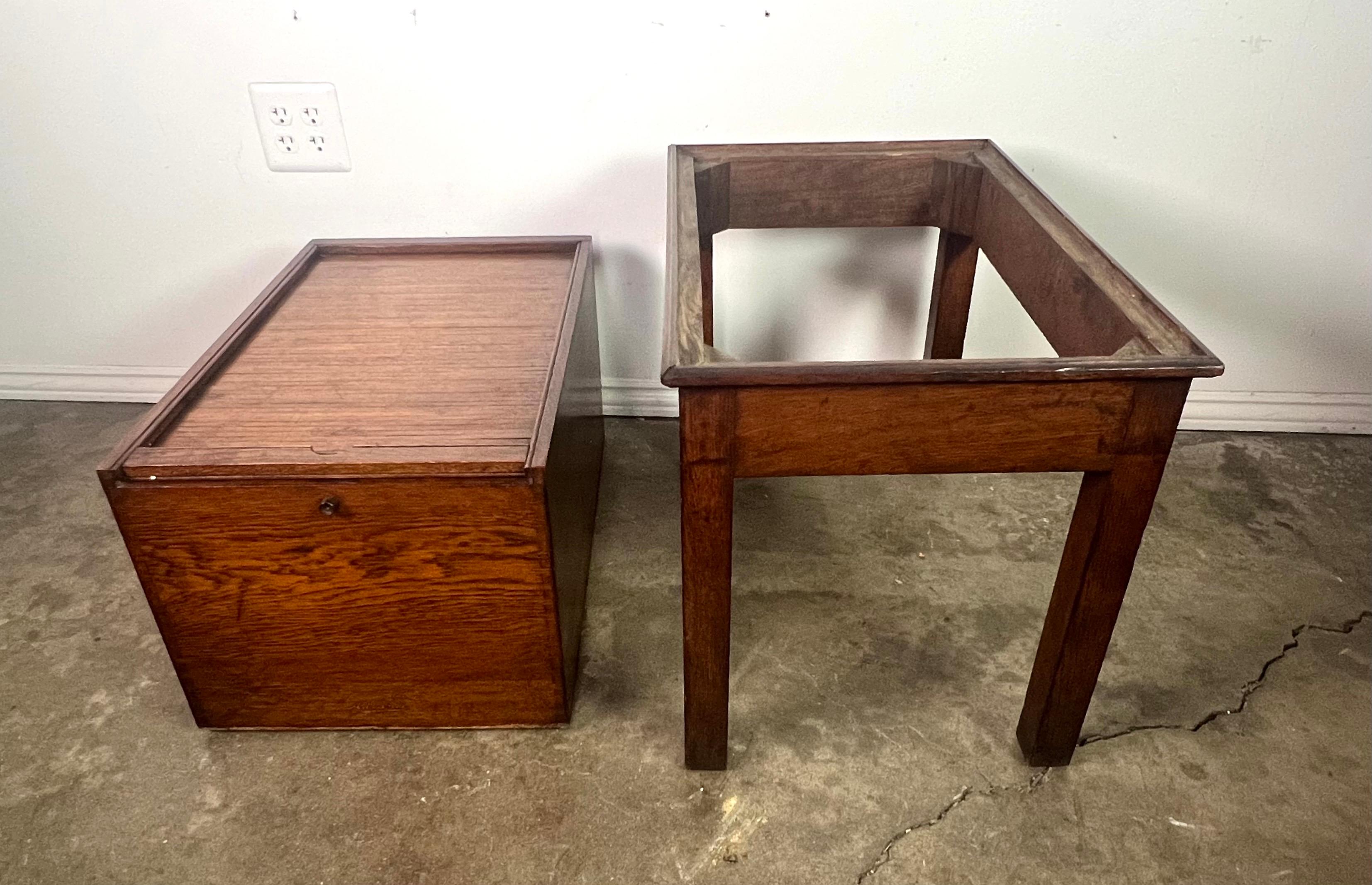 Mid-20th C. Wood File Cabinet on Custom Wood Base 4
