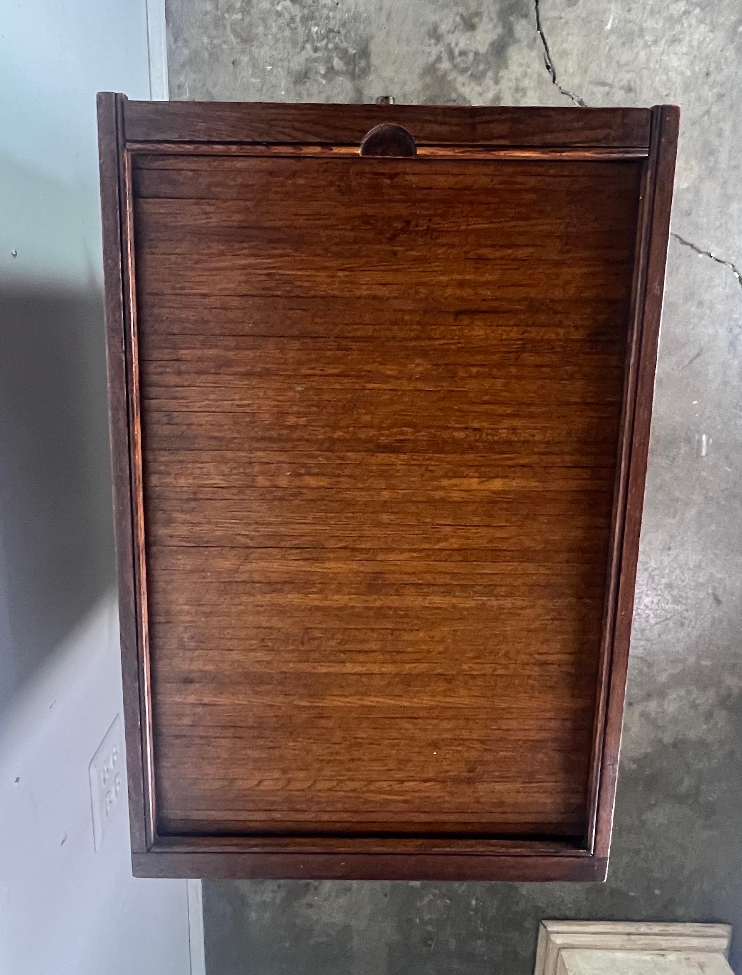 American Mid-20th C. Wood File Cabinet on Custom Wood Base