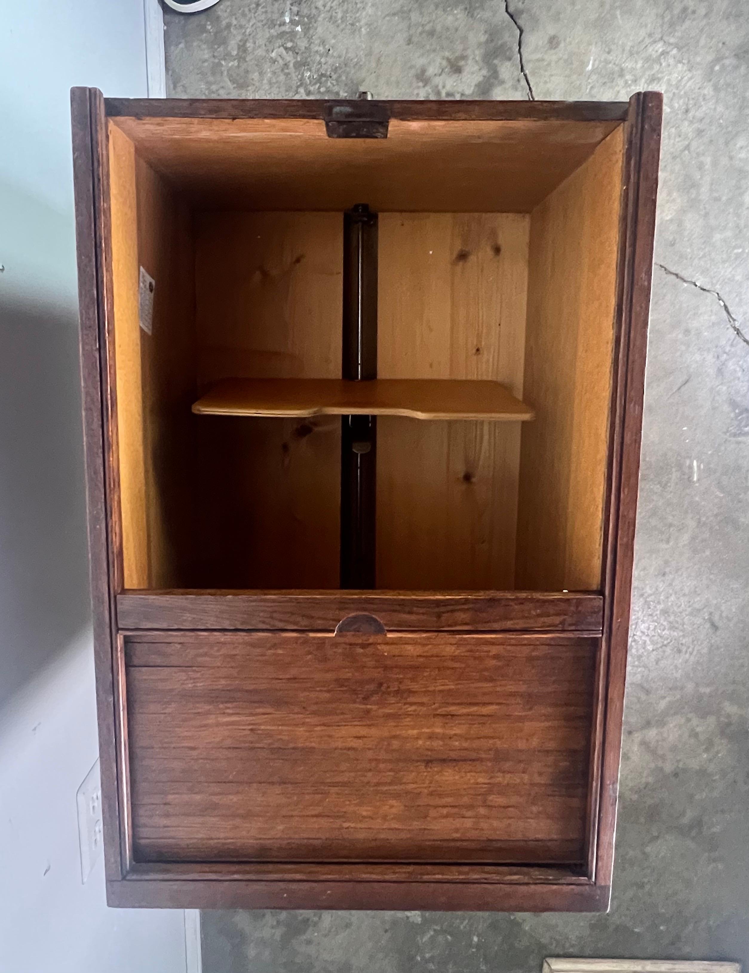 Mid-20th C. Wood File Cabinet on Custom Wood Base In Good Condition In Los Angeles, CA
