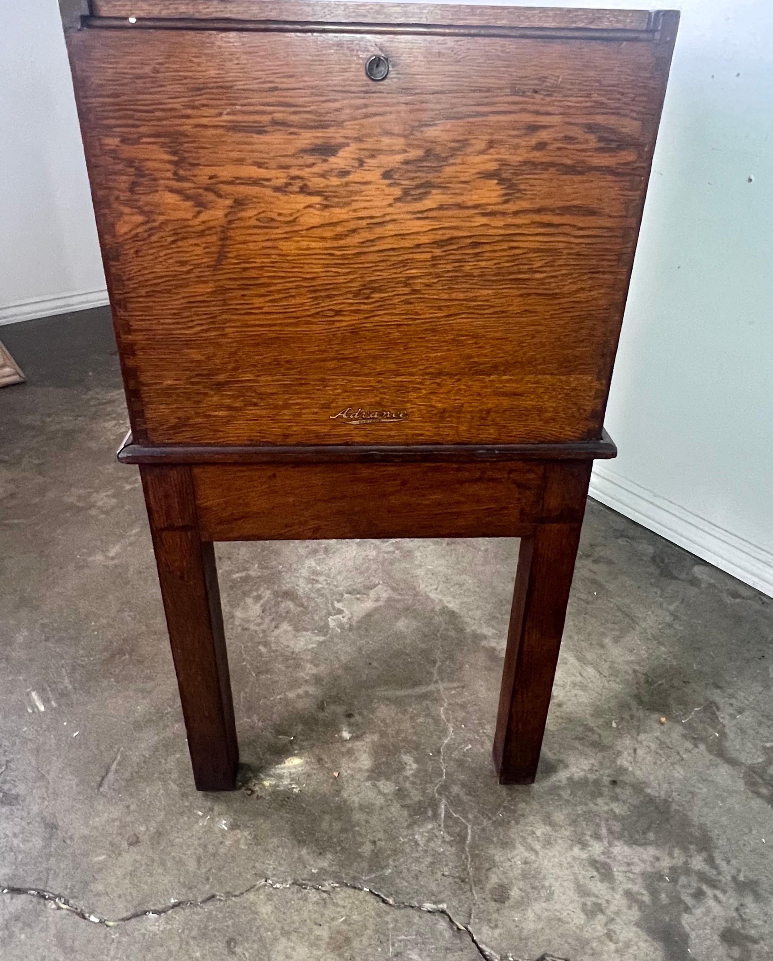 Mid-20th C. Wood File Cabinet on Custom Wood Base 3