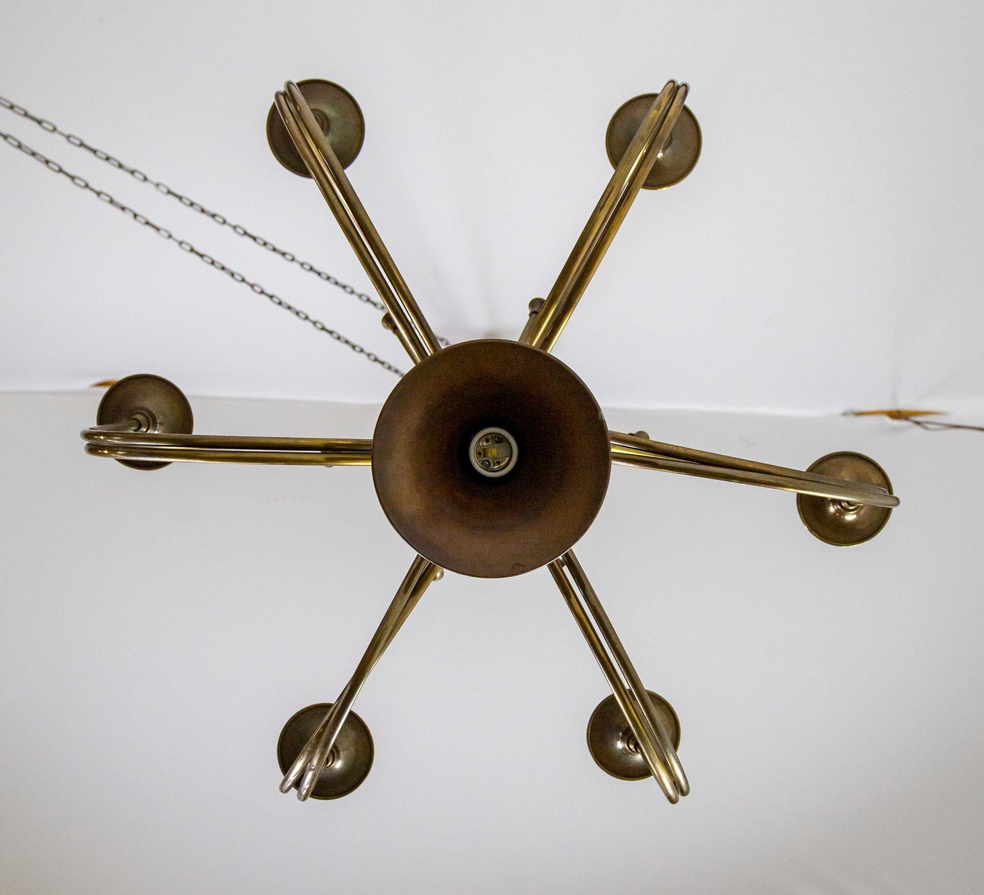 Mid-20th Century 7-Light French Horn Chandelier by Fredrick Cooper 8