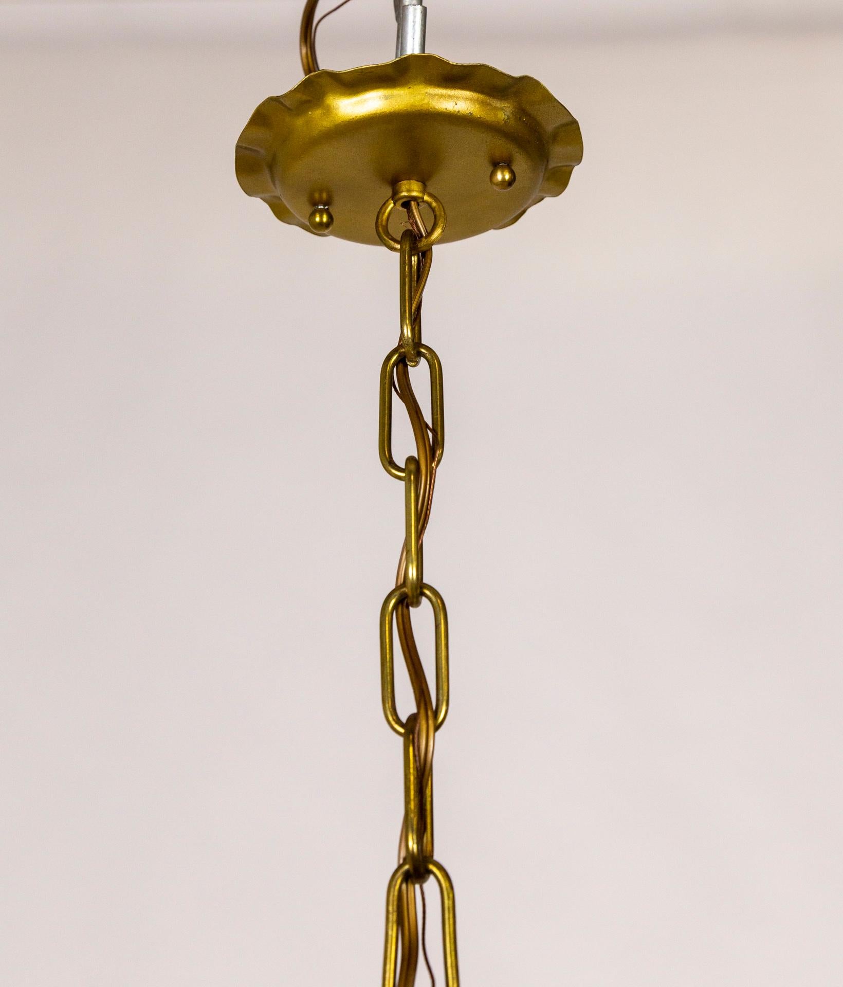 Mid-20th Cent. Neoclassical Cut Brass & Crystal Wedding Cake Pendant Light For Sale 6