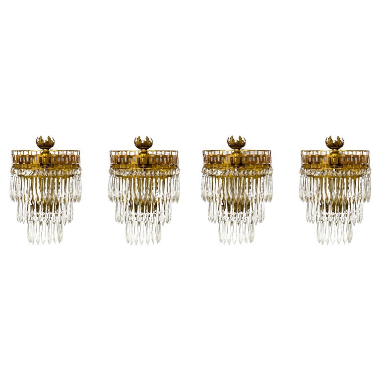 Mid20th Cent. Neoclassical Cut Brass and Crystal Wedding Cake Wall