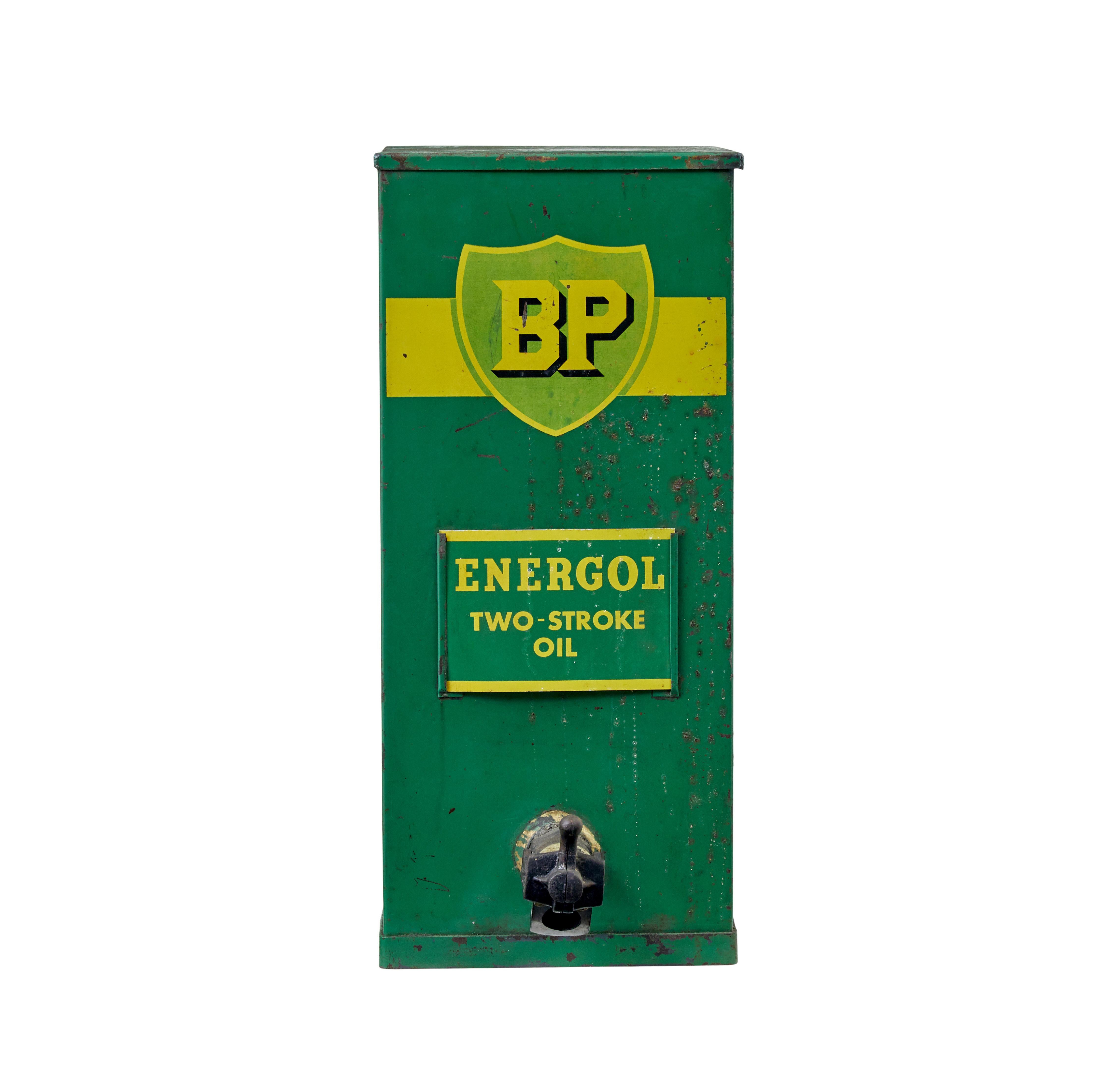 Industrial Mid 20th centry vintage BP energol 2 stroke oil dispenser For Sale