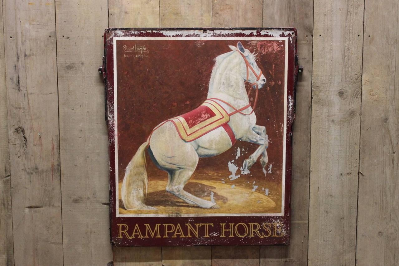 Mid-20th Century “Rampant Horse” Painted Pub Sign In Good Condition In Gloucestershire, GB