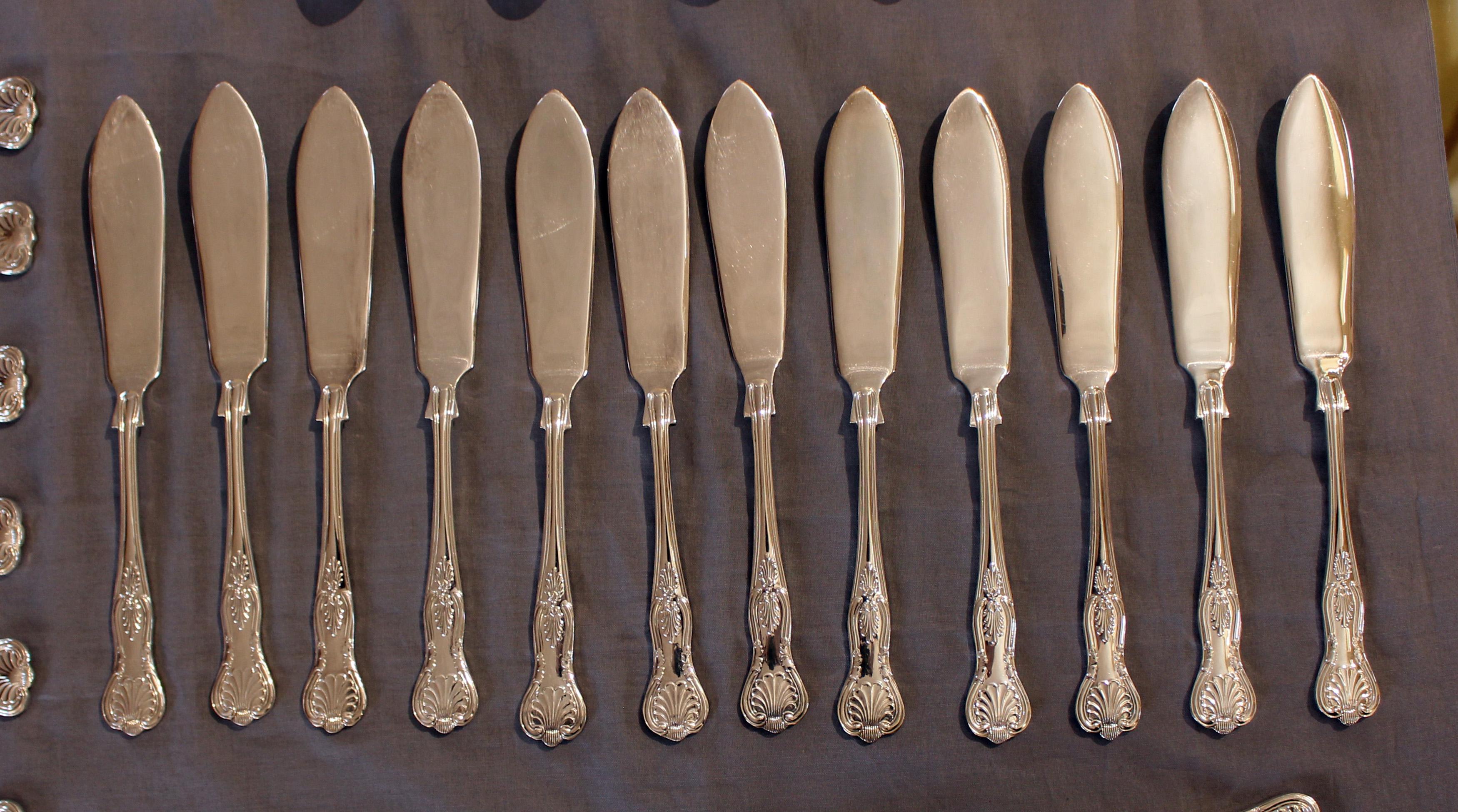 English Mid-20th Century 127 Piece King's Pattern Flatware Service by Mappin & Webb
