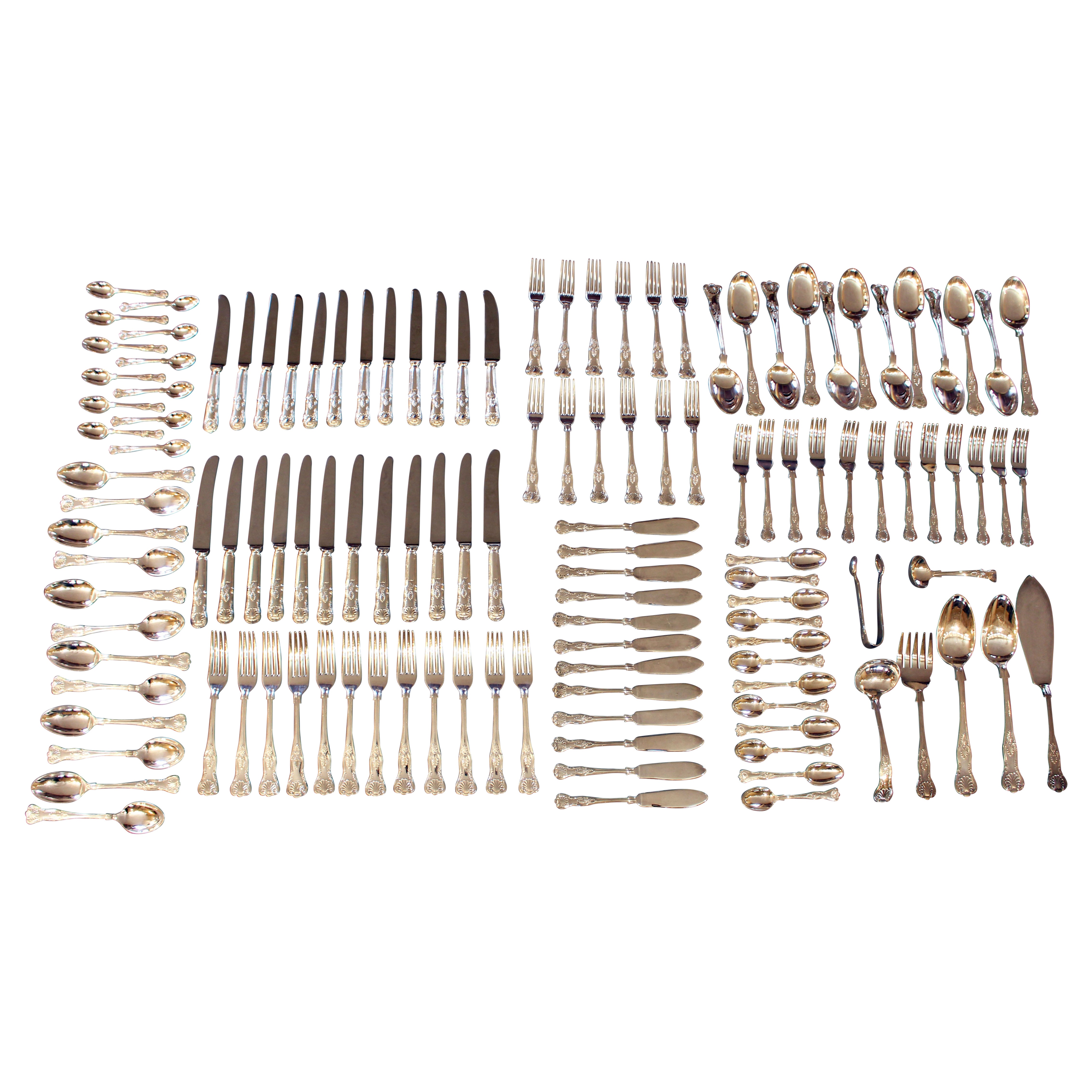 Mid-20th Century 127 Piece King's Pattern Flatware Service by Mappin & Webb
