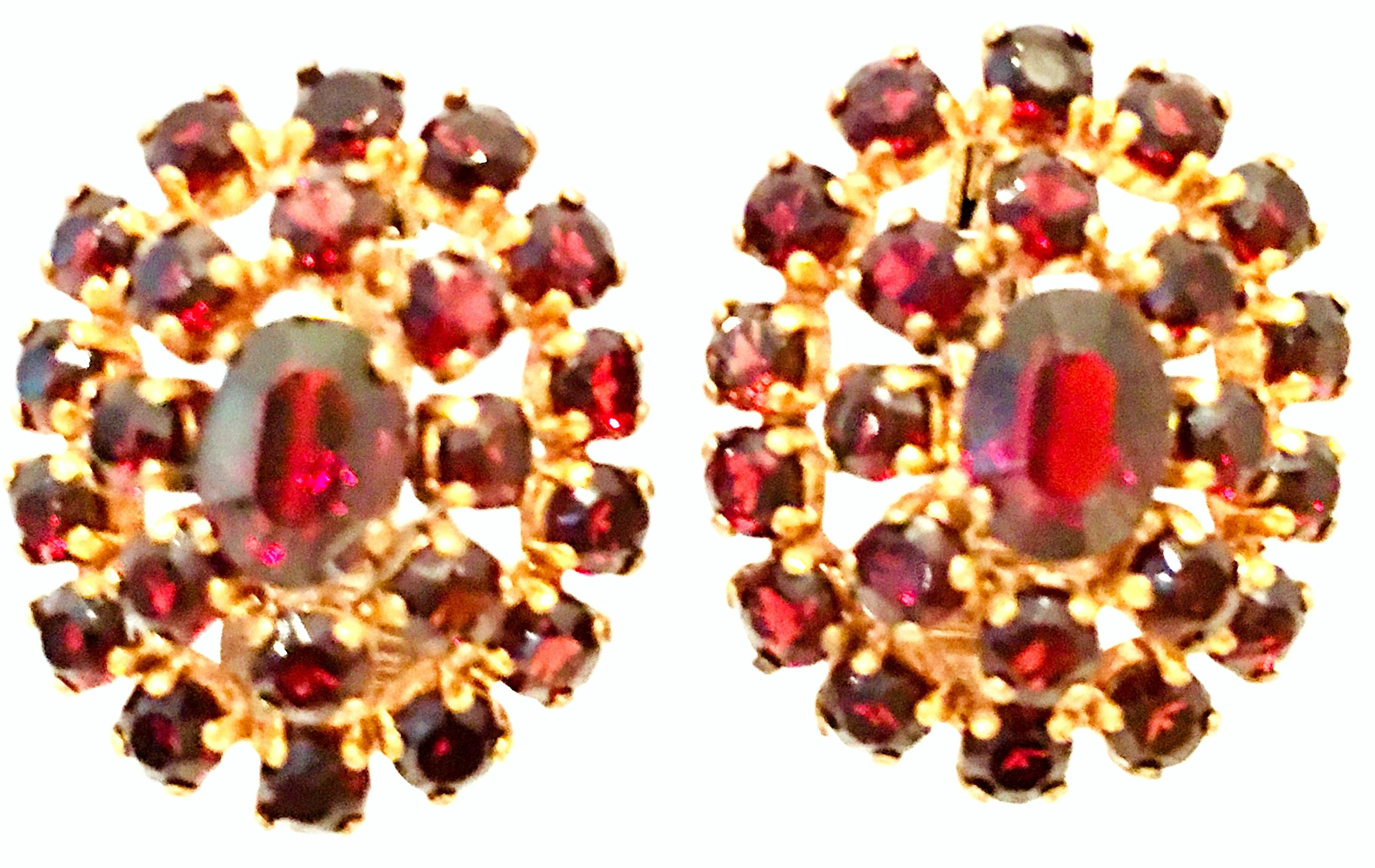 Mid-20th Century 12K Gold Plate & Authentic Brilliant Natural Rose Cut Garnet Pair Of Clip Style Earrings.
Total weight, 6 grams.